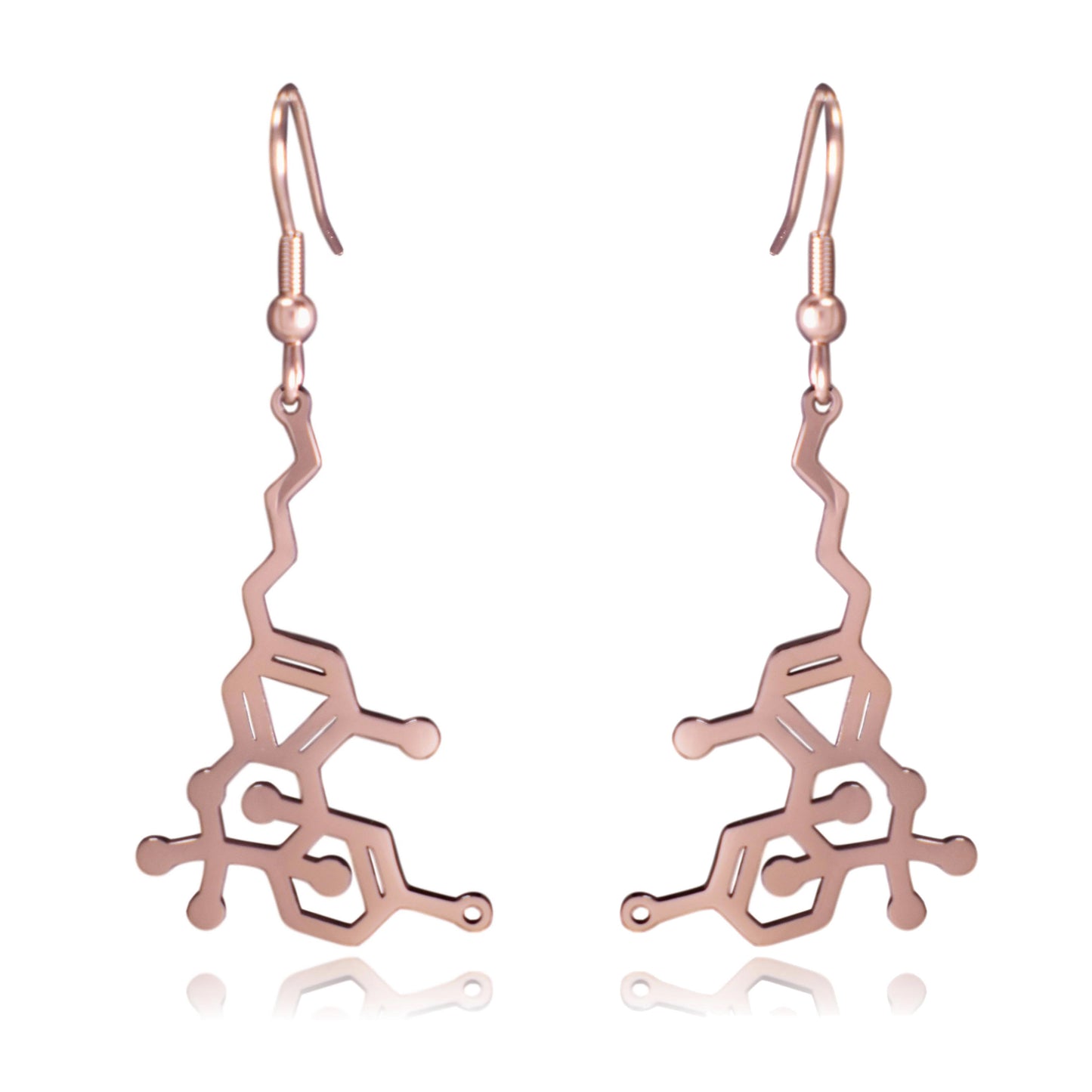 Rose Gold THC Molecule Dangle Earrings