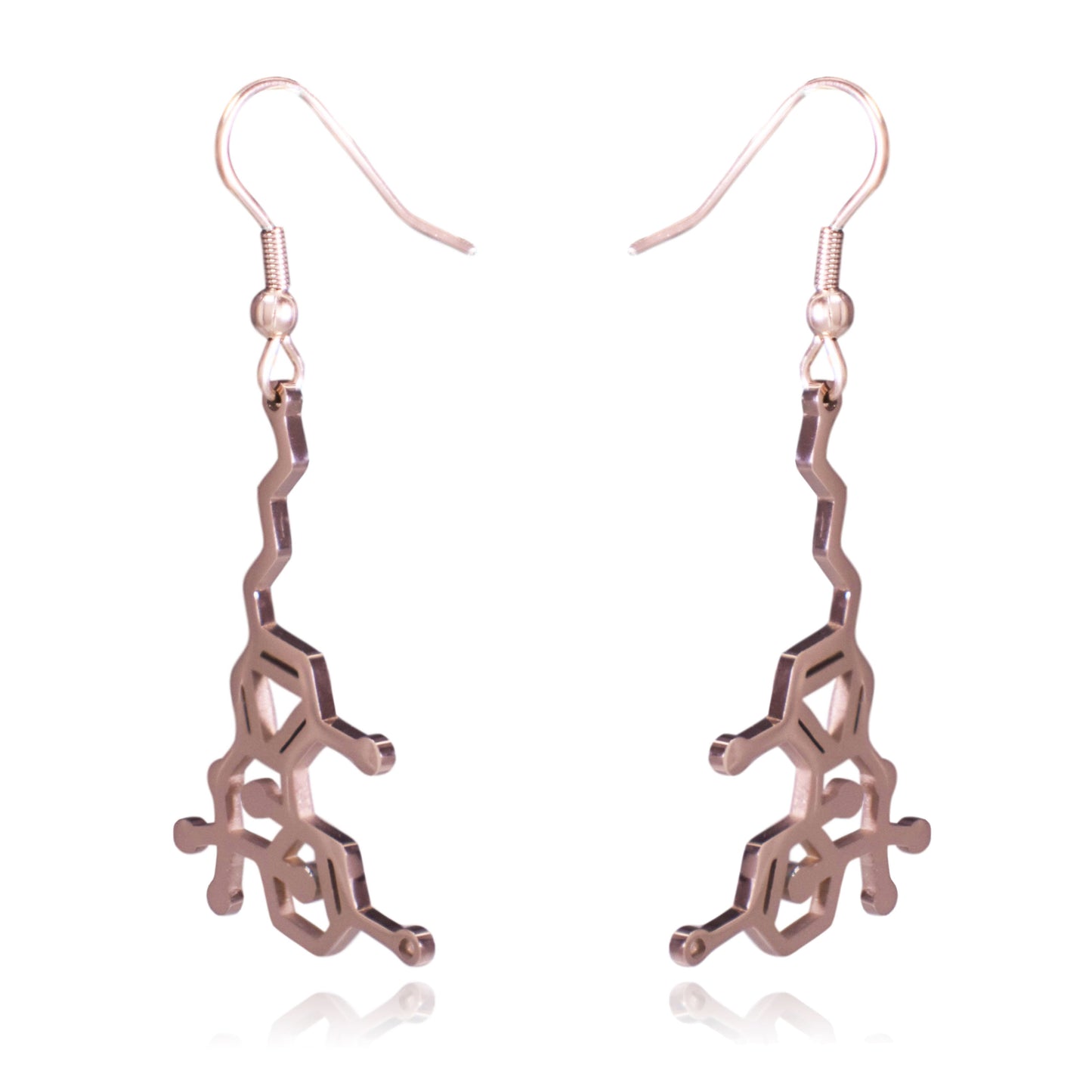 Rose Gold THC Molecule Dangle Earrings