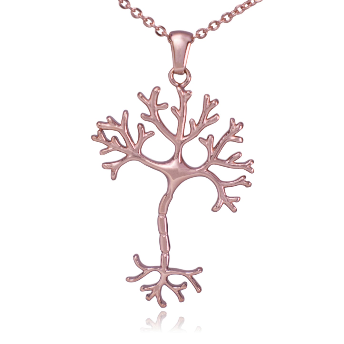 Rose Gold Nerve Cell Science Stainless Steel Pendant Necklace