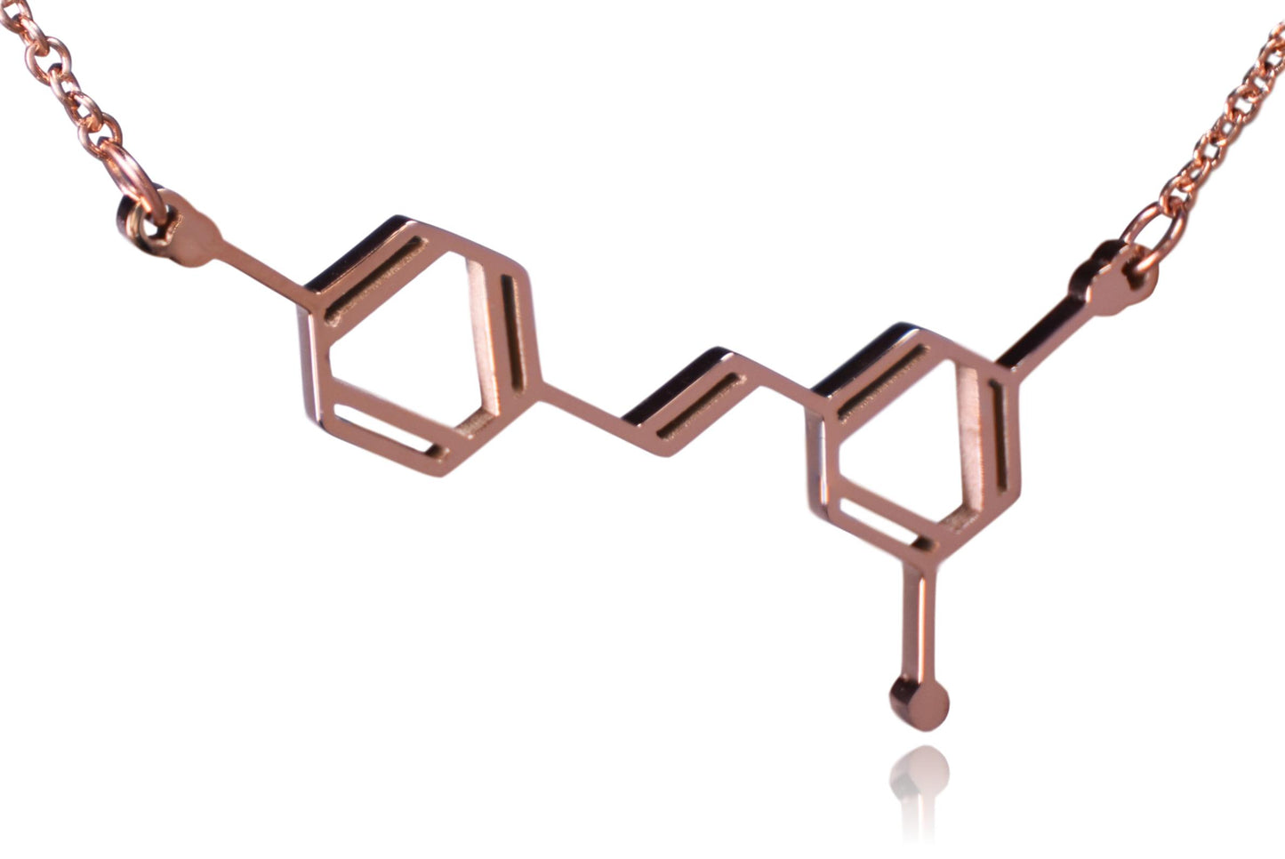 Rose Gold Wine Resveratrol Molecule Stainless Steel Necklace
