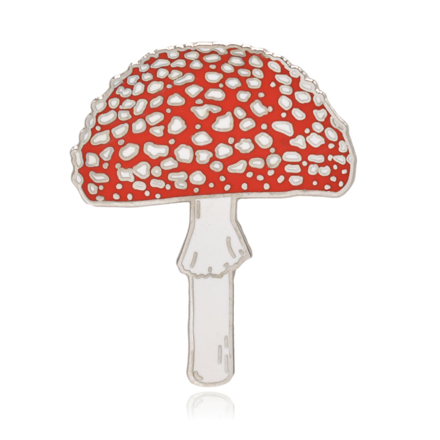 Silver Amanita Mushroom Hard Enamel Pin - Clayton Jewelry Labs