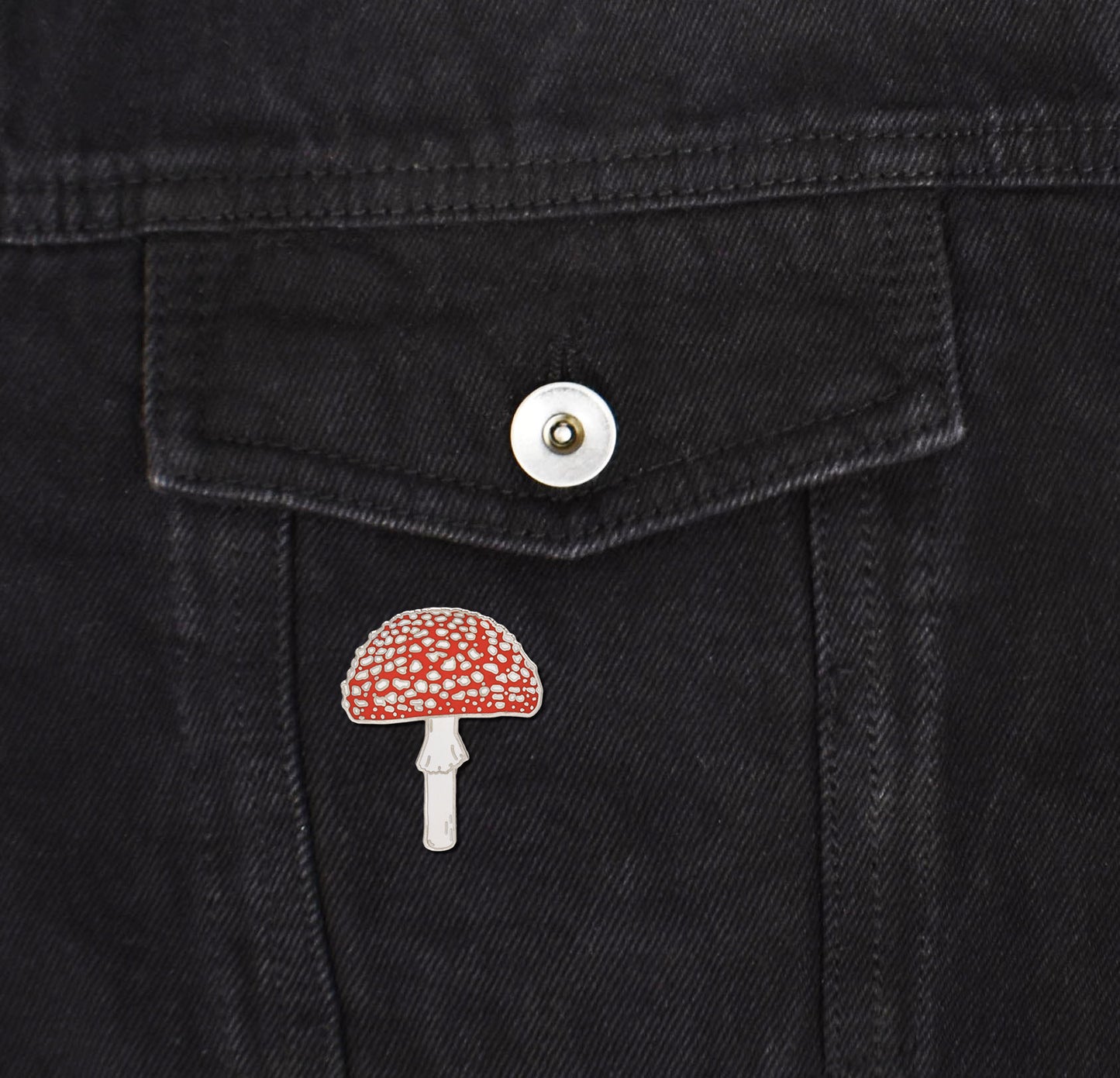 Silver Amanita Mushroom Hard Enamel Pin - Clayton Jewelry Labs