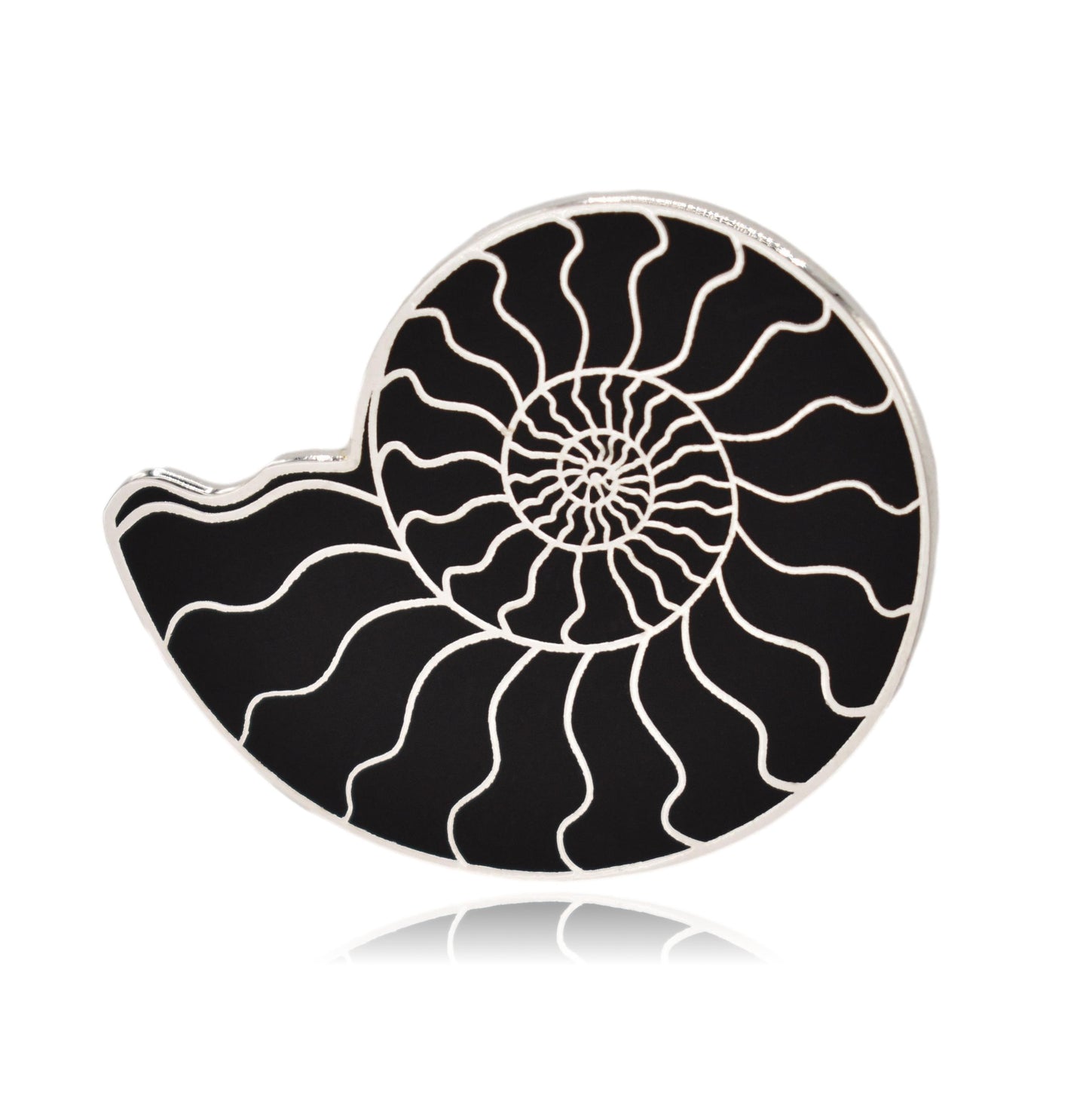 Silver Ammonite Fossil Hard Enamel Pin - Clayton Jewelry Labs