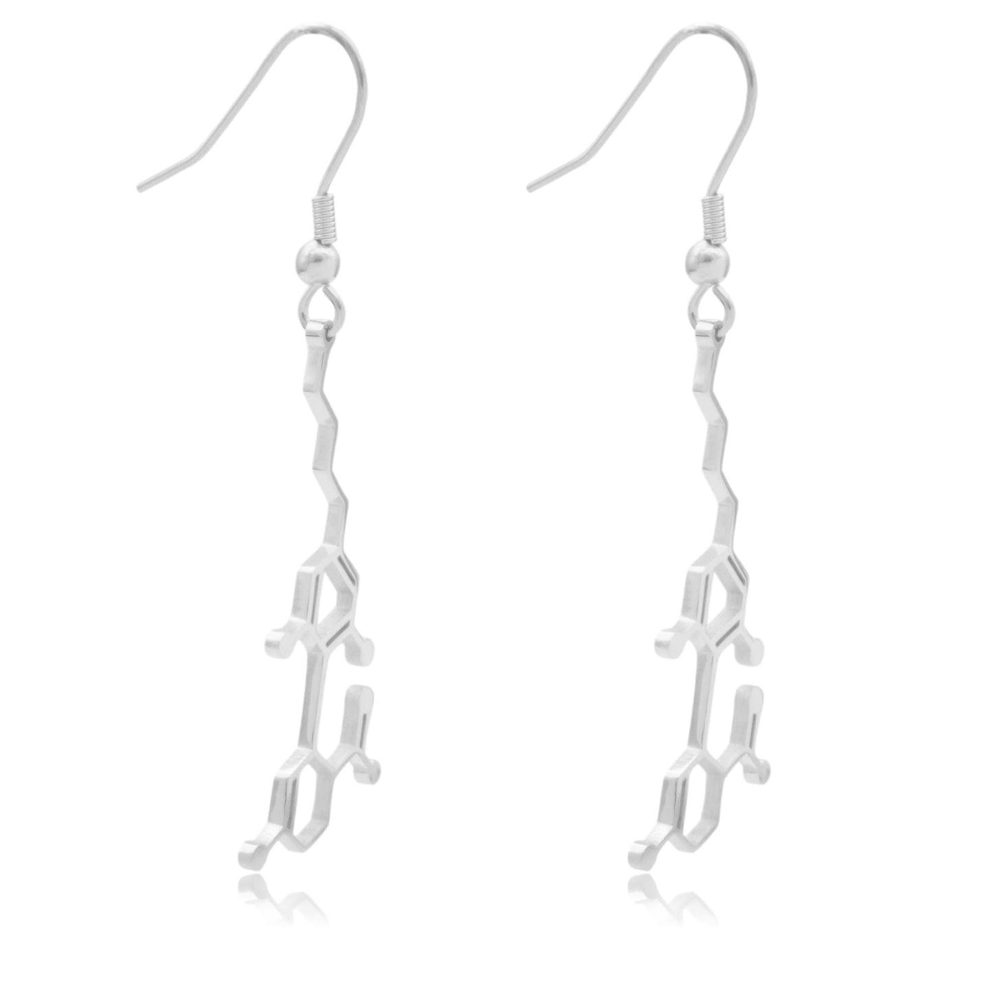 CBD Cannabidiol Molecule Stainless Steel Dangle Earrings