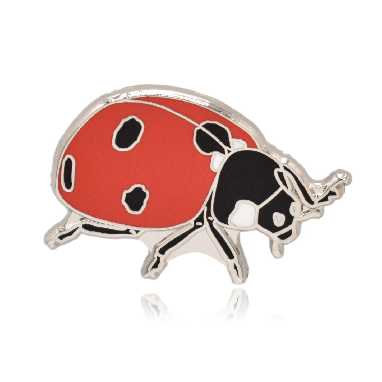 Silver Ladybug Ladybird Insect Hard Enamel Pin - Clayton Jewelry Labs