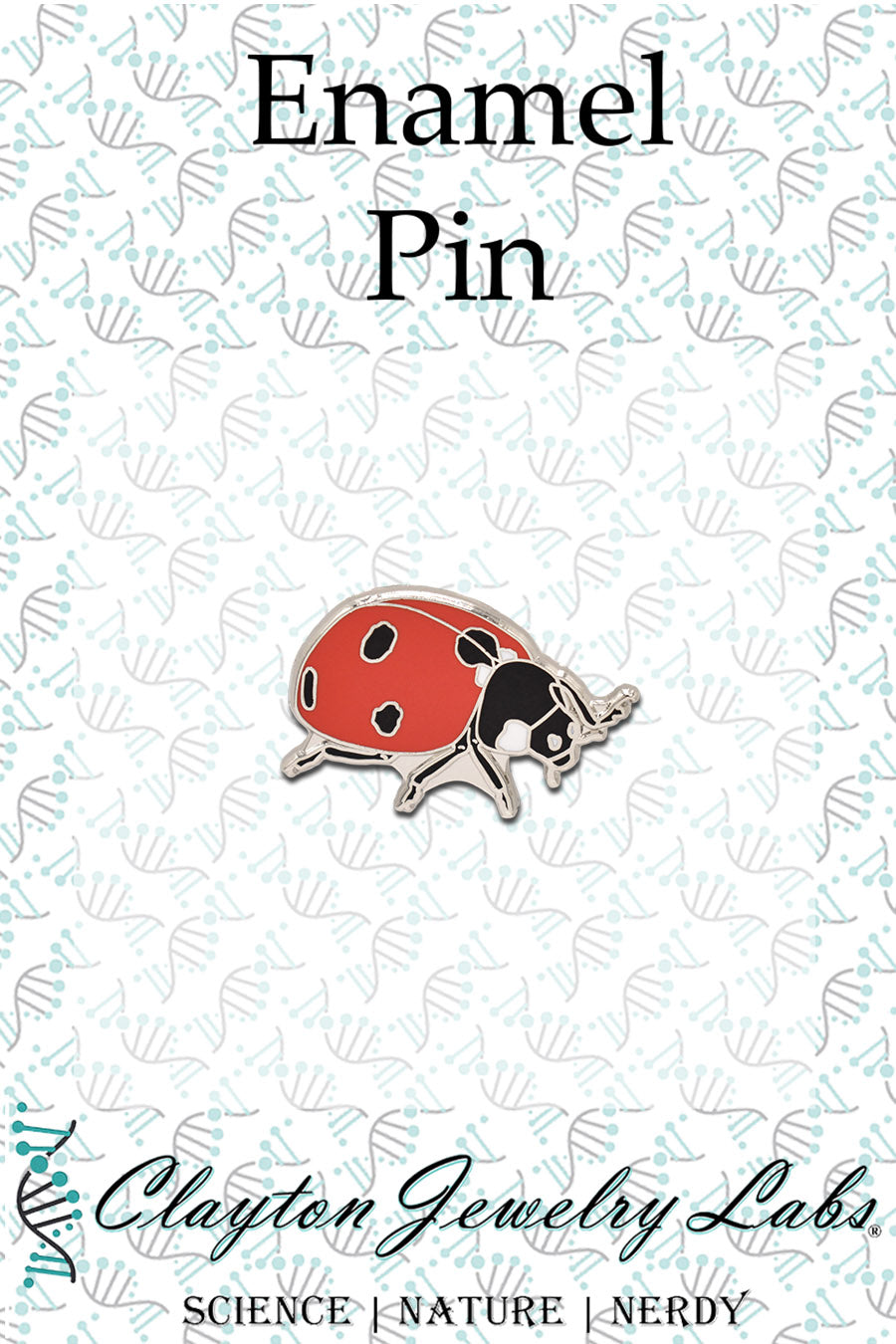 Silver Ladybug Ladybird Insect Hard Enamel Pin - Clayton Jewelry Labs