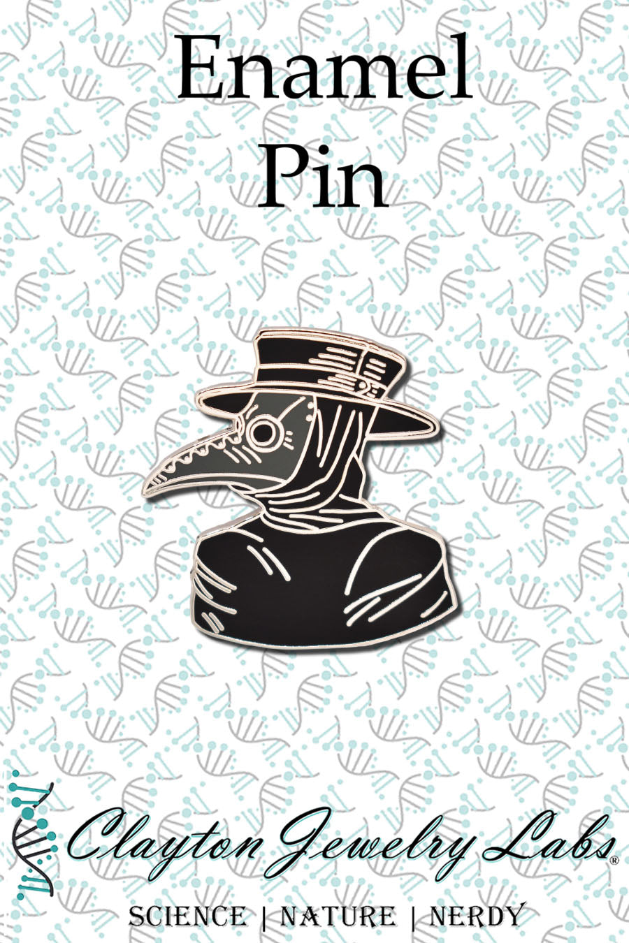 Black Plague Doctor Hard Enamel Pin | Clayton Jewelry Labs