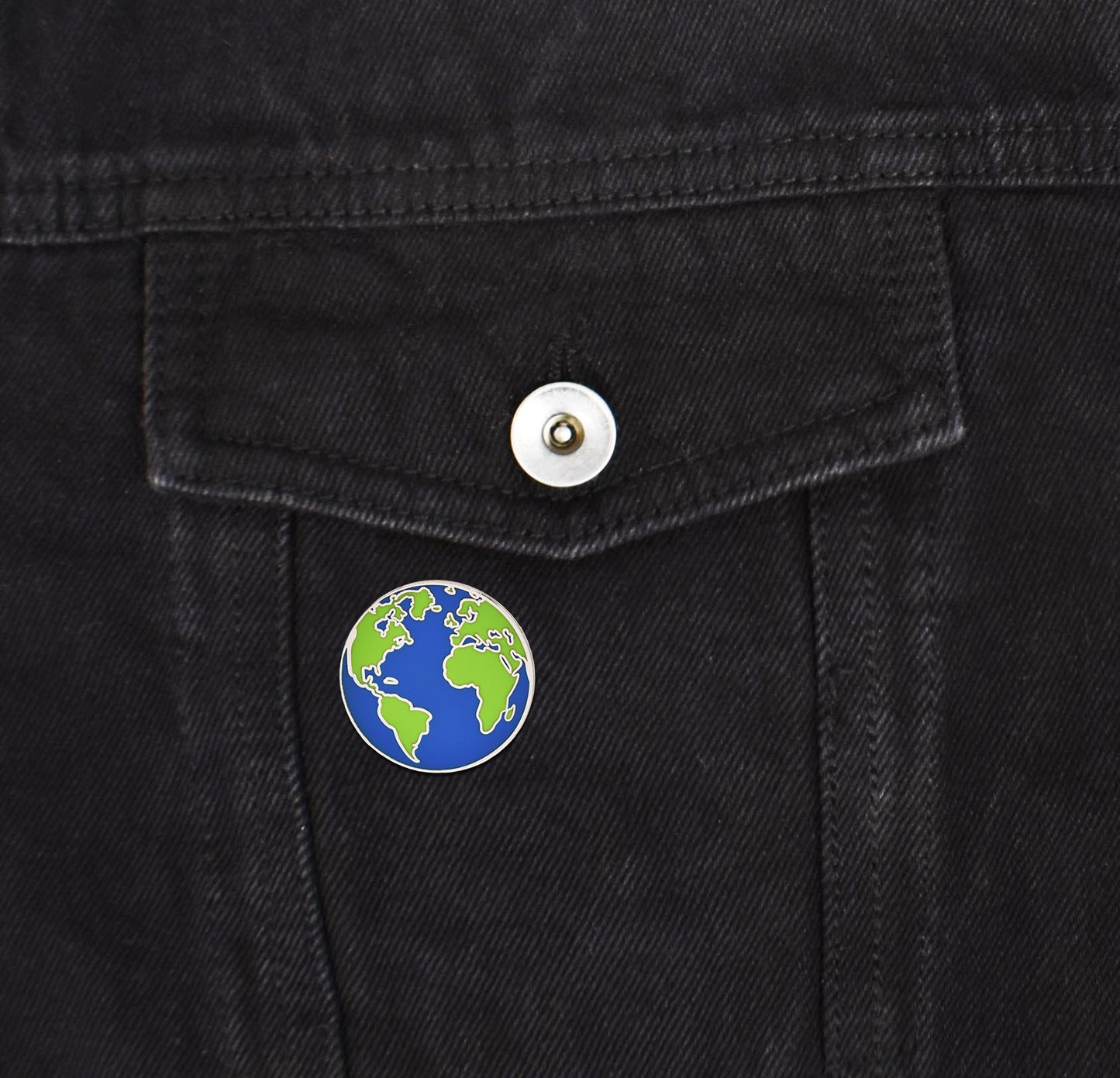 Silver Planet Earth Hard Enamel Pin - Clayton Jewelry Labs