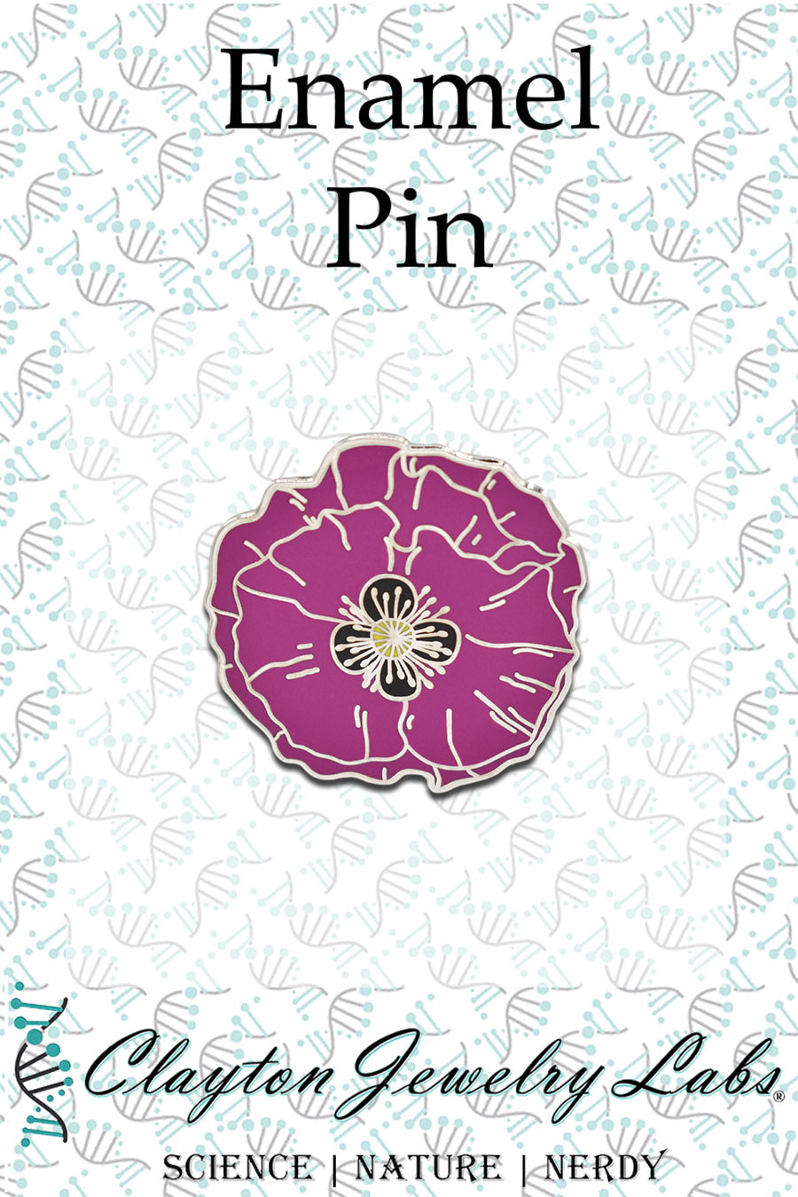 Silver Purple Poppy Flower Hard Enamel Pin - Clayton Jewelry Labs