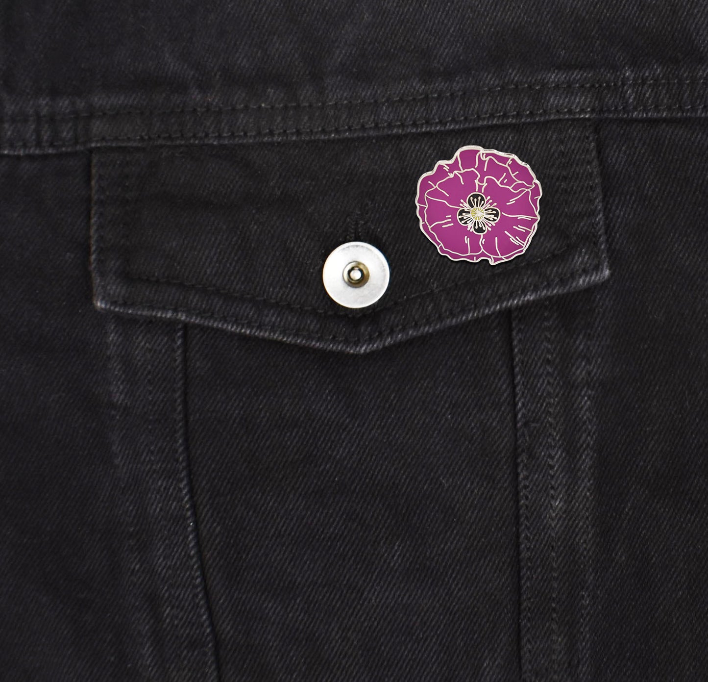 Silver Purple Poppy Flower Hard Enamel Pin - Clayton Jewelry Labs