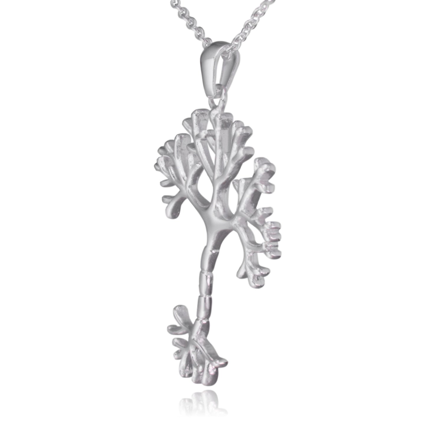 Silver Nerve Cell Science Stainless Steel Pendant Necklace