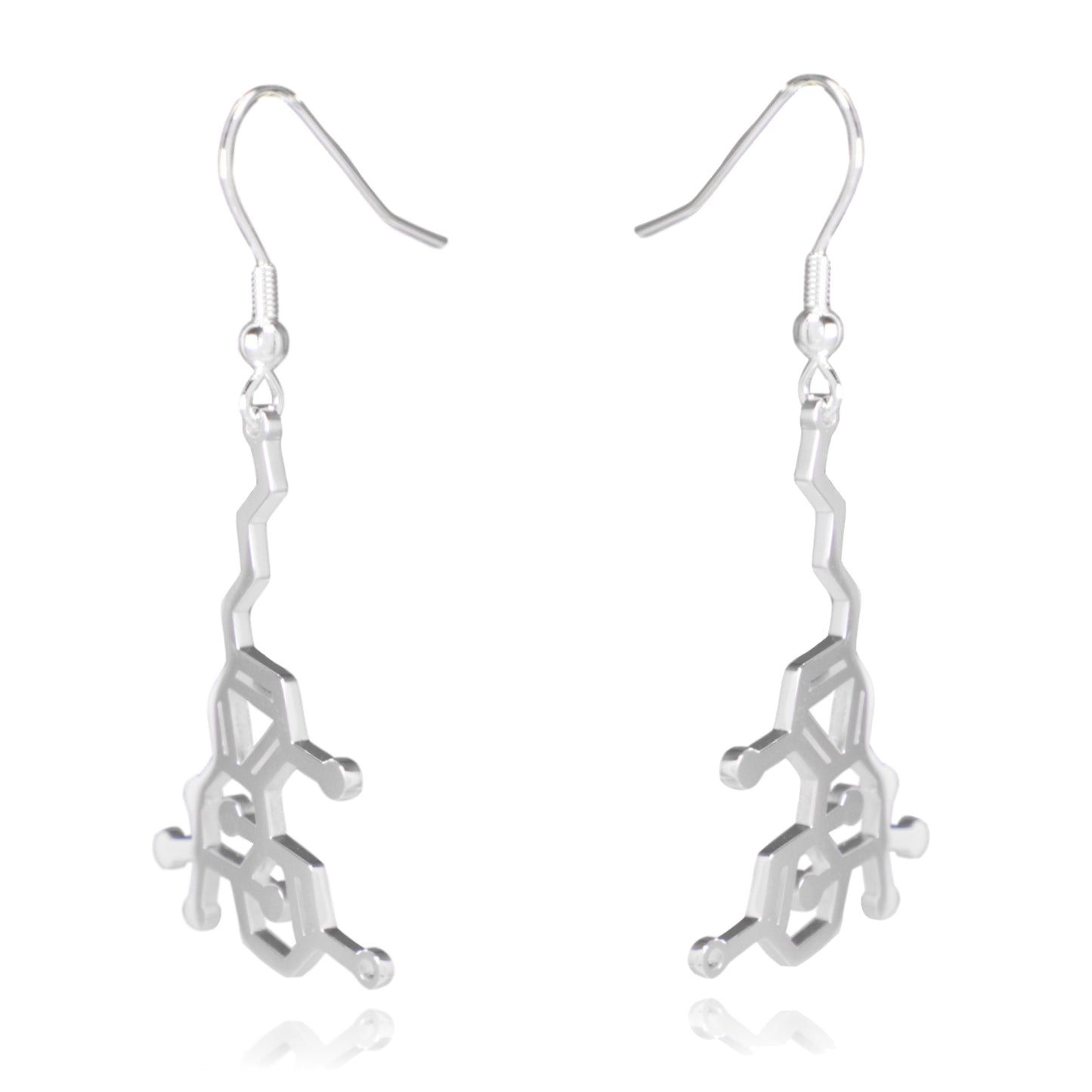Silver THC Tetrahydrocannabinol Marijuana Molecule Stainless Steel Dangle Earrings