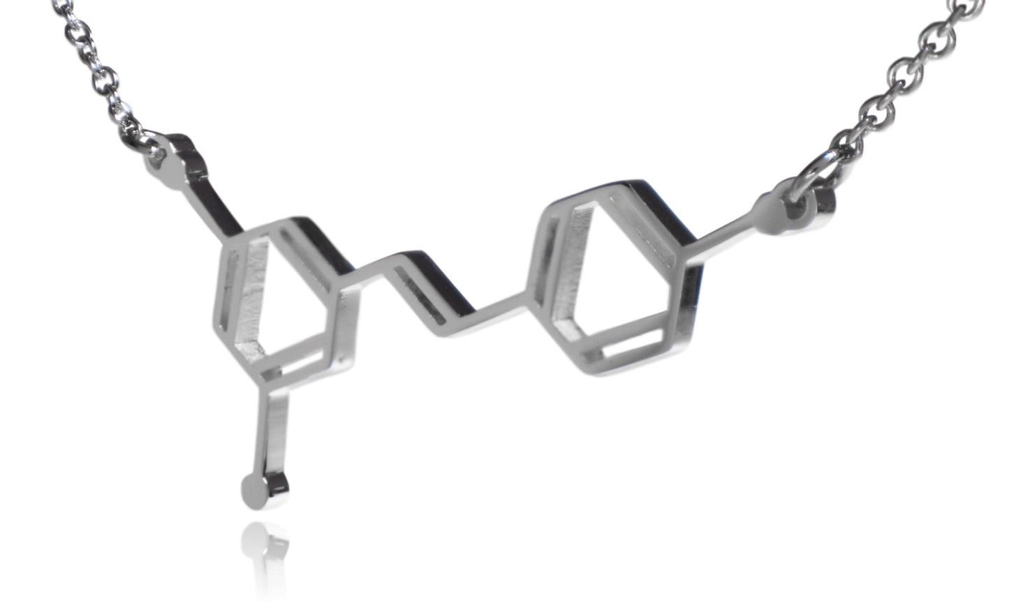 Silver Wine Resveratrol Molecule Stainless Steel Necklace