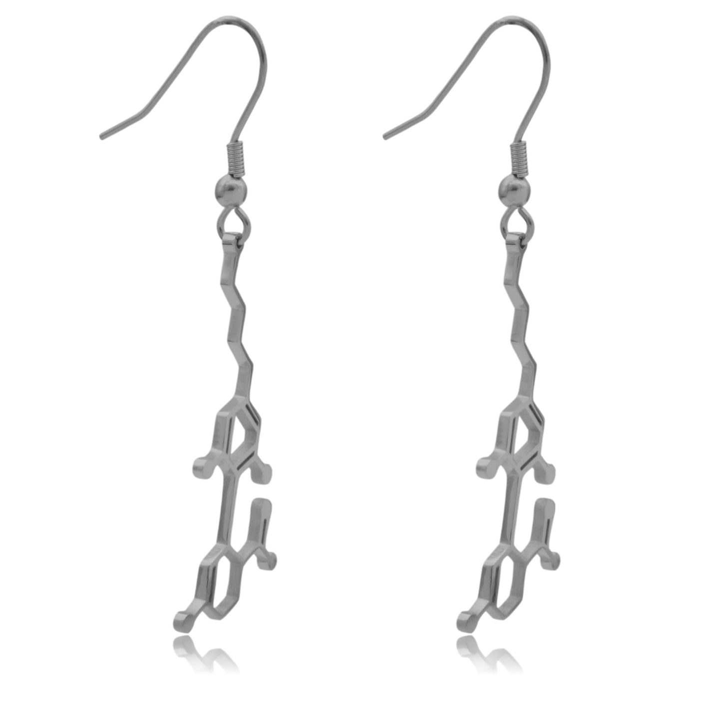 CBD Cannabidiol Molecule Stainless Steel Dangle Earrings