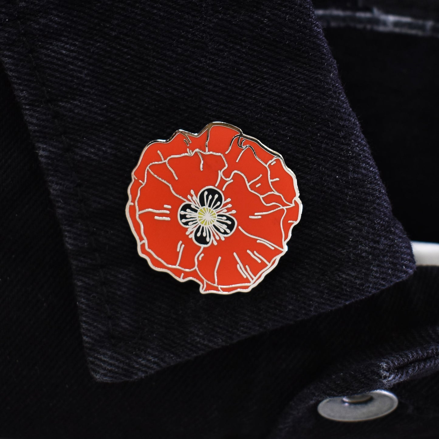 Red Poppy Flower Hard Enamel Lapel Pin