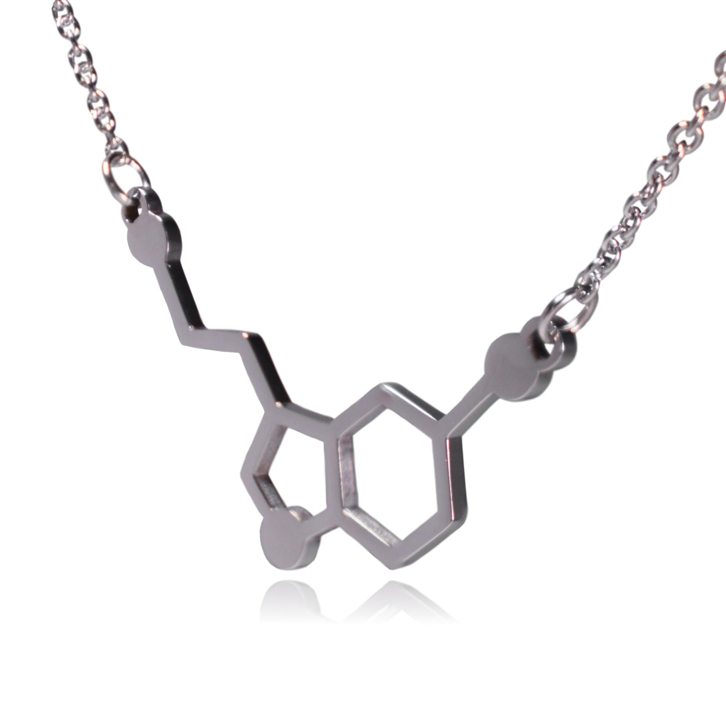 Serotonin Molecule Stainless Steel Necklace