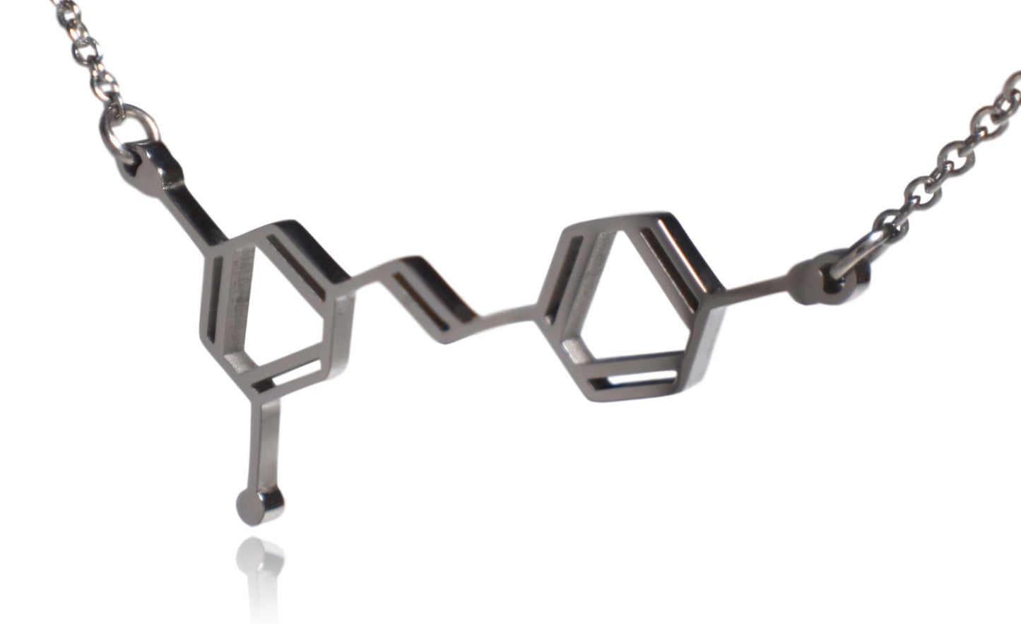 Wine Resveratrol Molecule Stainless Steel Necklace