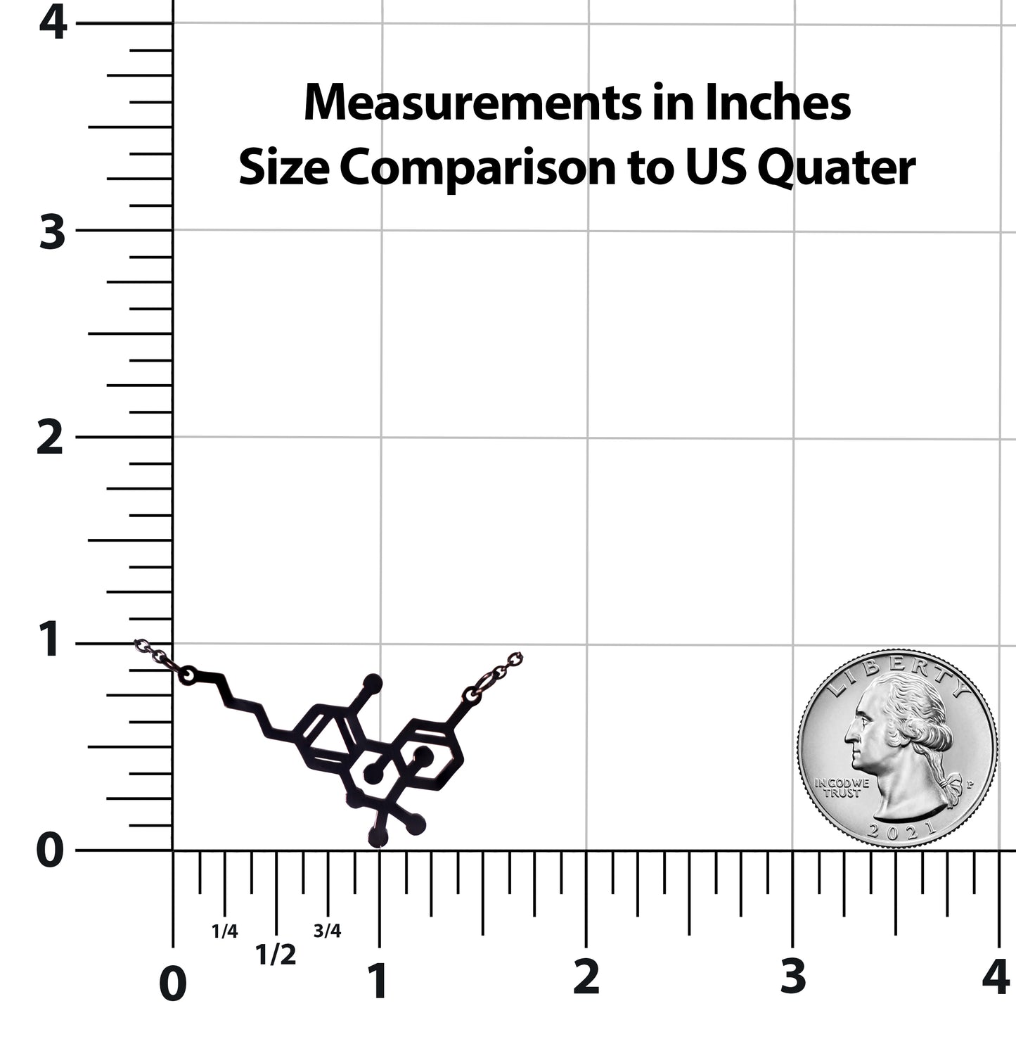 THC Tetrahydrocannabinol Marijuana Molecule Stainless Steel Necklace