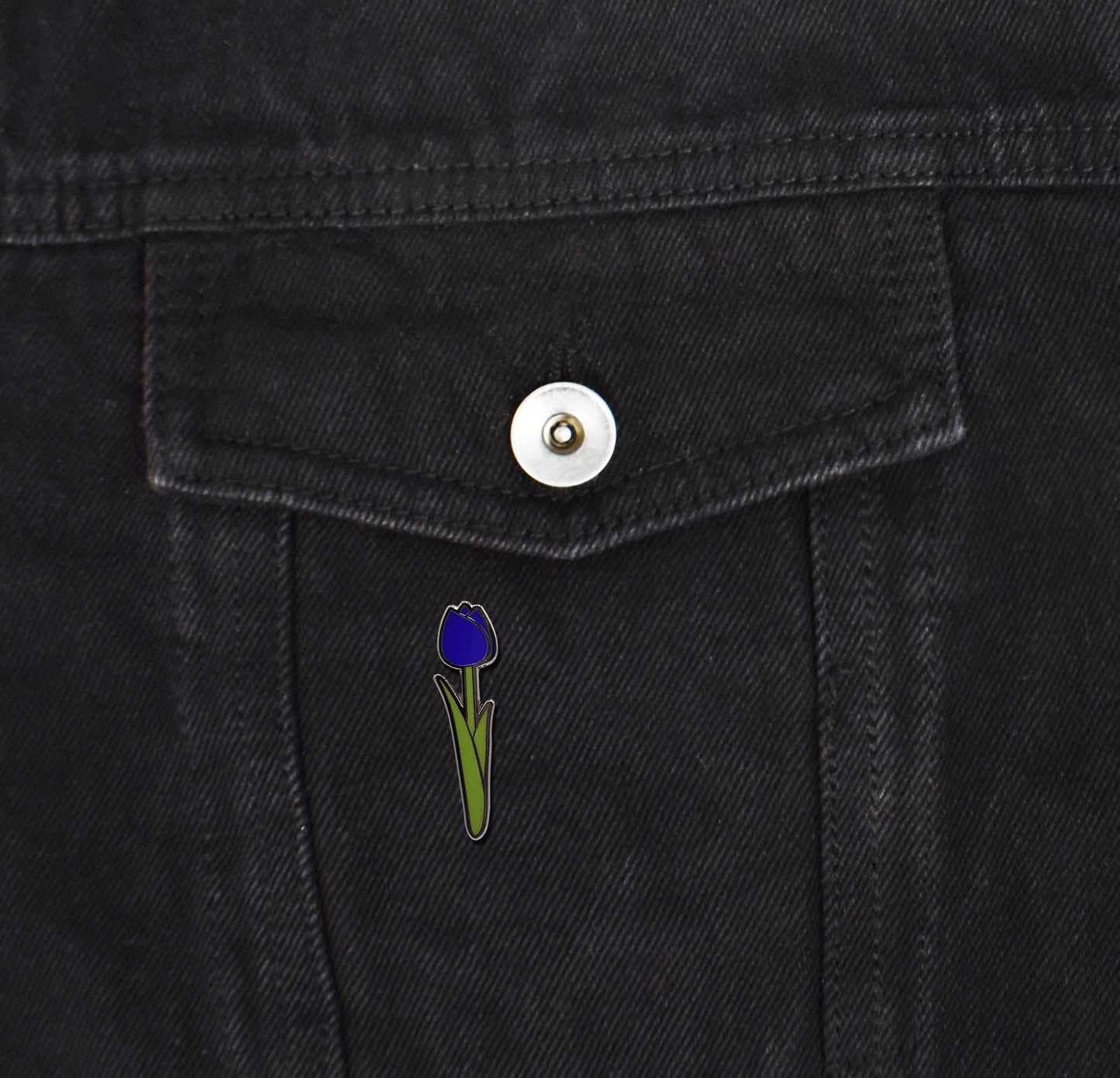 Blue Tulip Flower with Stem Hard Enamel Pin - Clayton Jewelry Labs