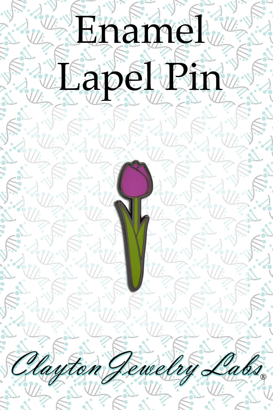 Tulip Flower with Stem Hard Enamel Pin