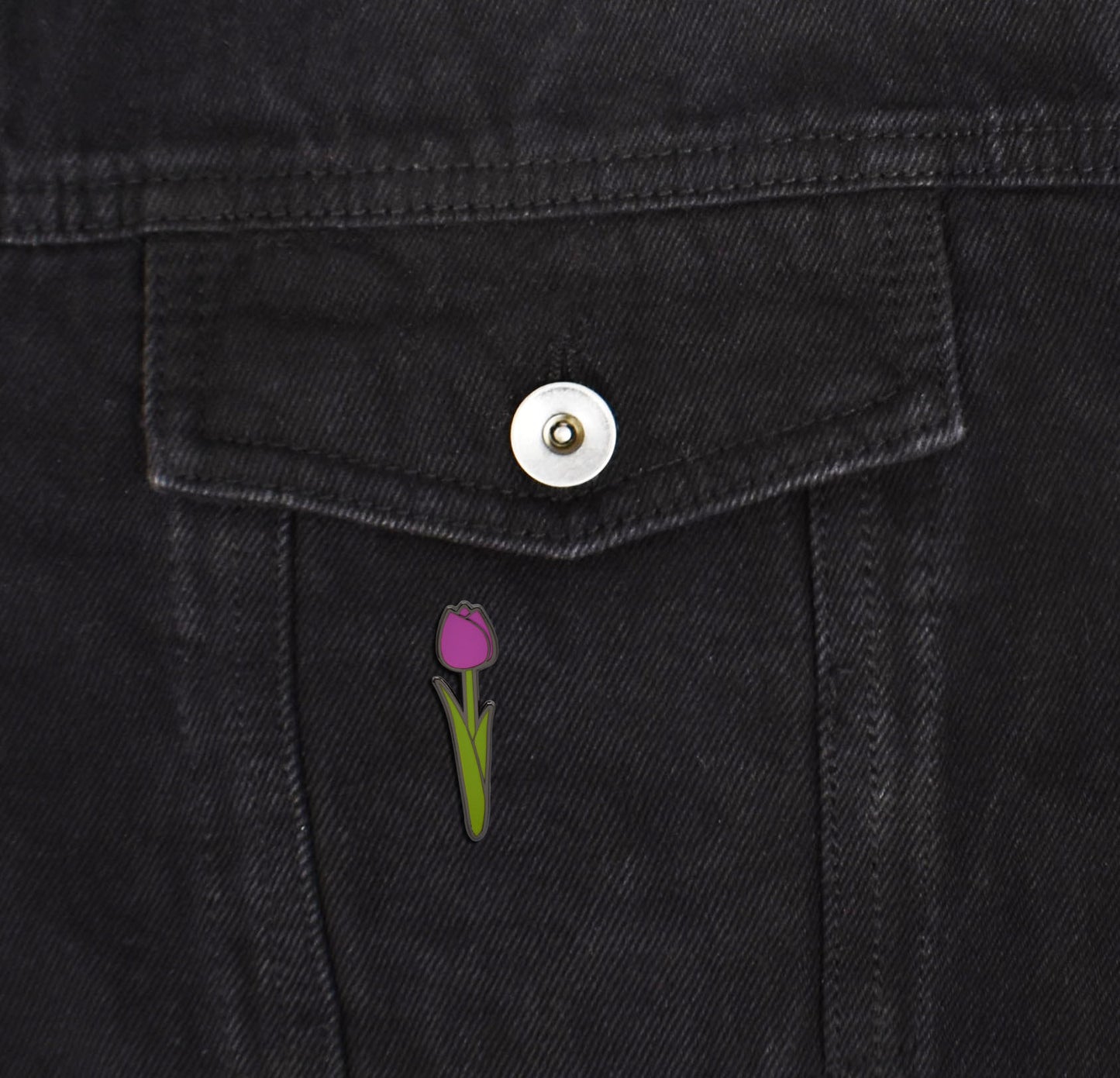 Tulip Flower with Stem Hard Enamel Pin