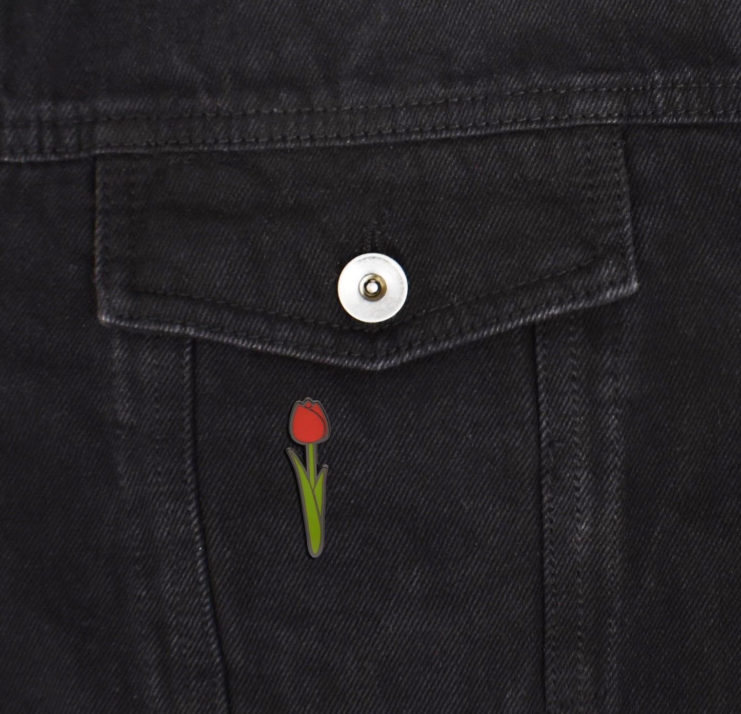 Tulip Flower with Stem Hard Enamel Pin