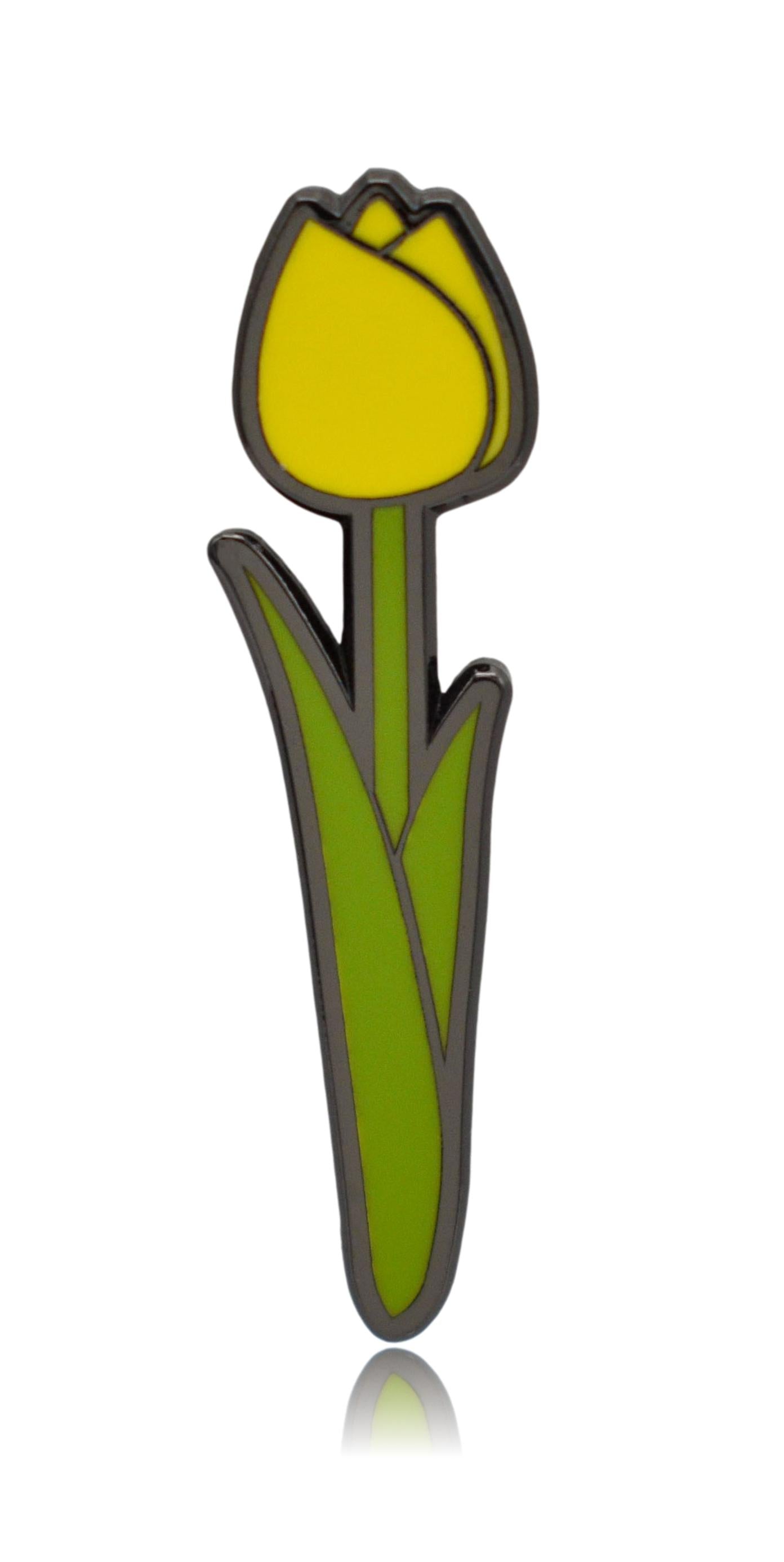 Tulip Flower with Stem Hard Enamel Pin