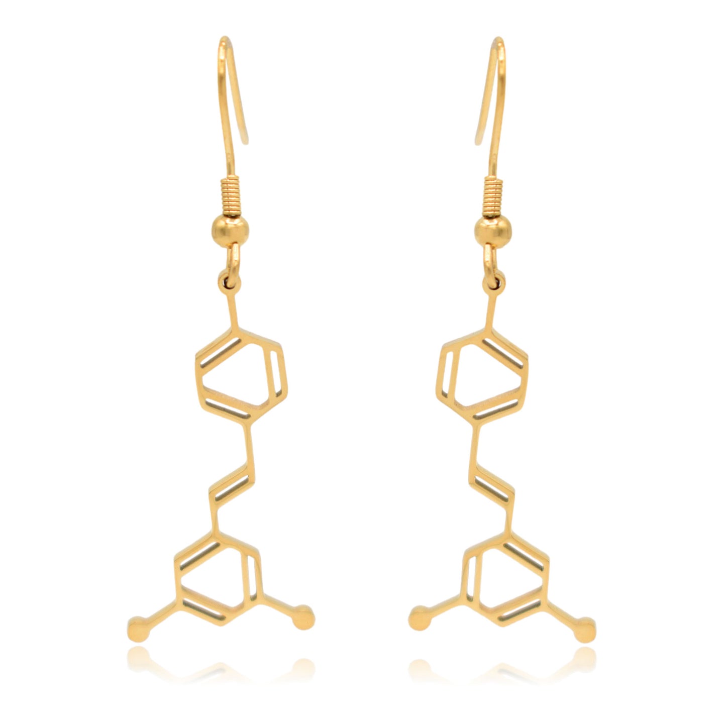 Wine Resveratrol Molecule Stainless Steel Dangle Earrings