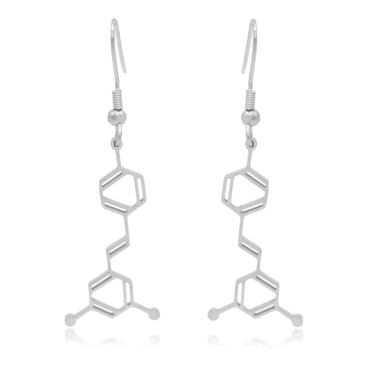 Wine Resveratrol Molecule Stainless Steel Dangle Earrings