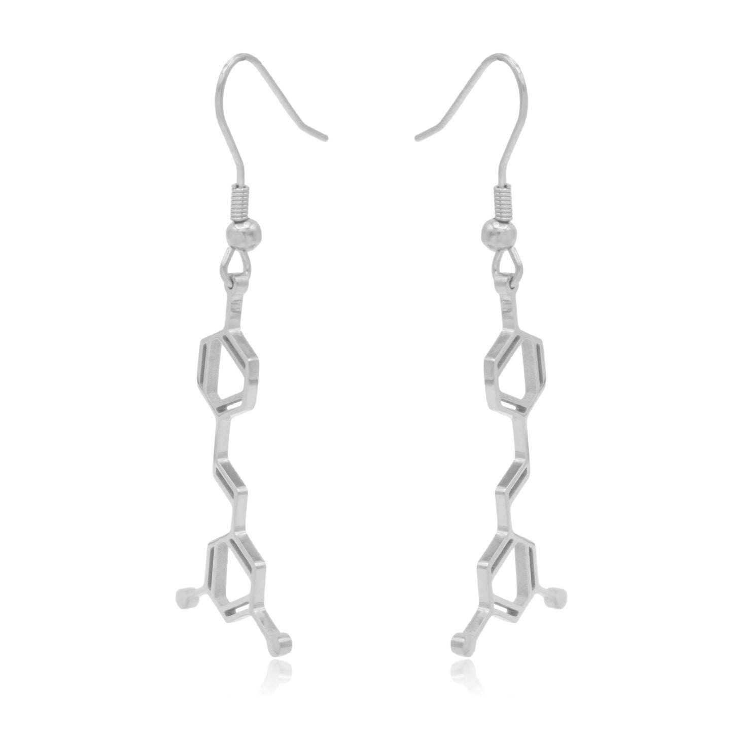 Wine Resveratrol Molecule Stainless Steel Dangle Earrings