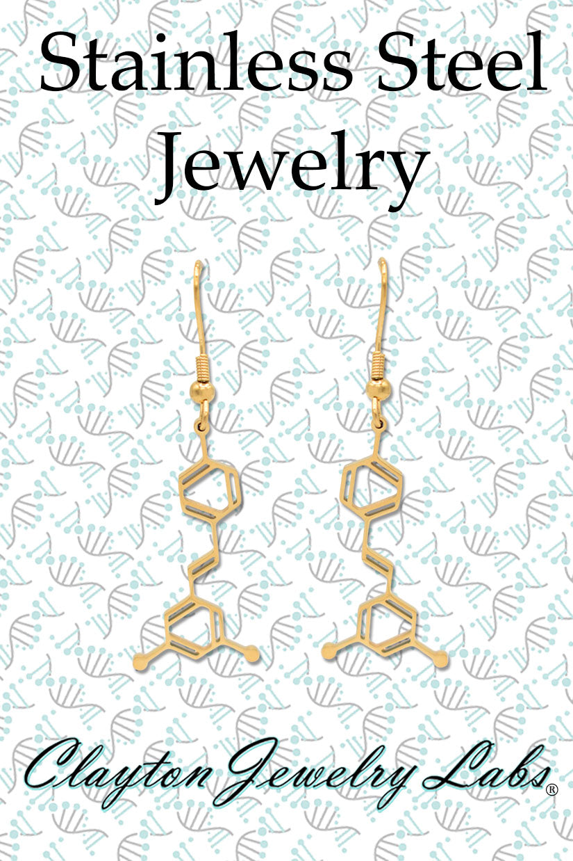 Wine Resveratrol Molecule Stainless Steel Dangle Earrings