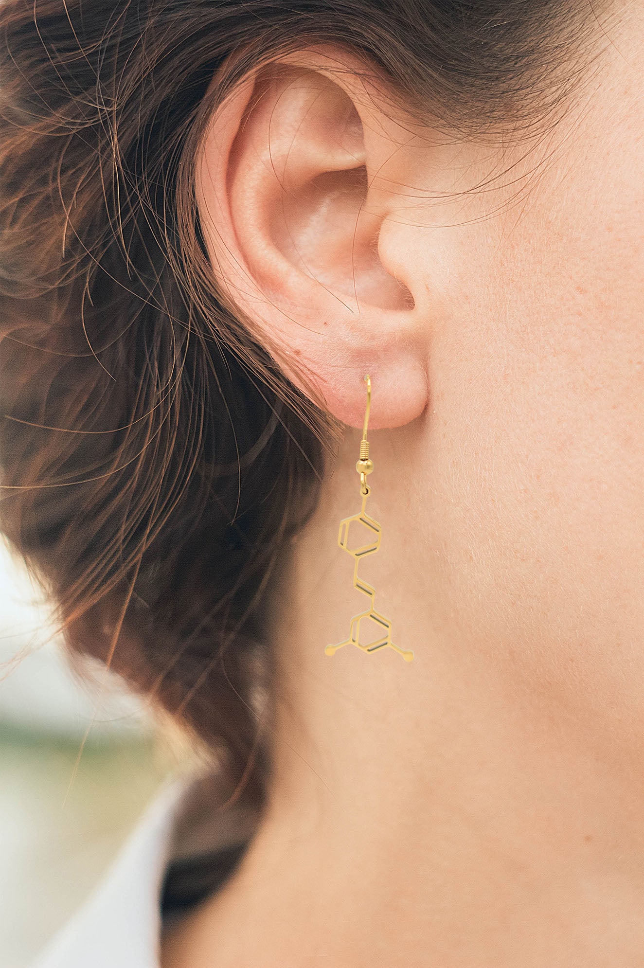 Wine Resveratrol Molecule Stainless Steel Dangle Earrings