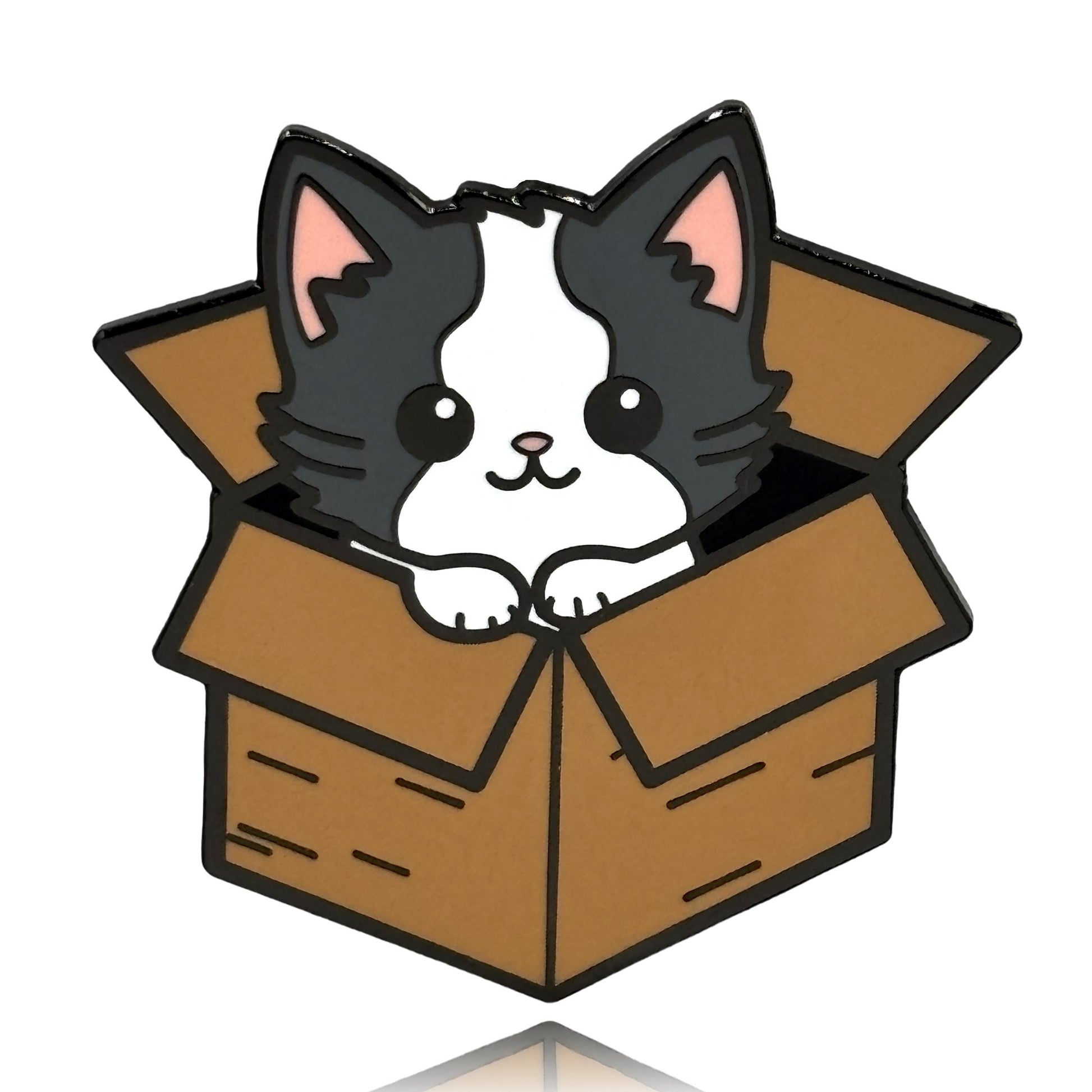 Cat in a Box Enamel Pin - Clayton Jewelry Labs