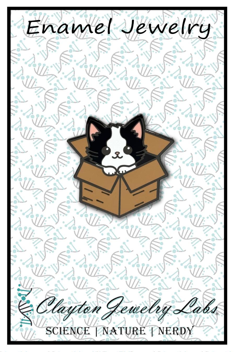 Cat in a Box Enamel Pin - Clayton Jewelry Labs