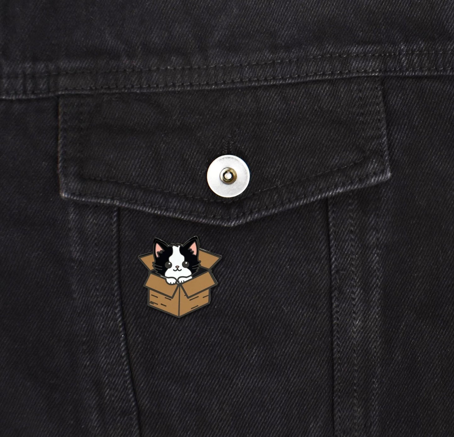 Cat in a Box Enamel Pin - Clayton Jewelry Labs