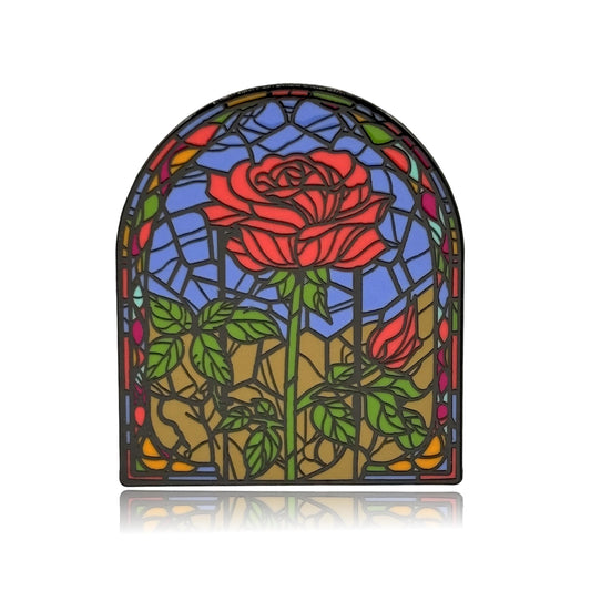 Rose Stained Glass Style Enamel Pin - Clayton Jewelry Labs