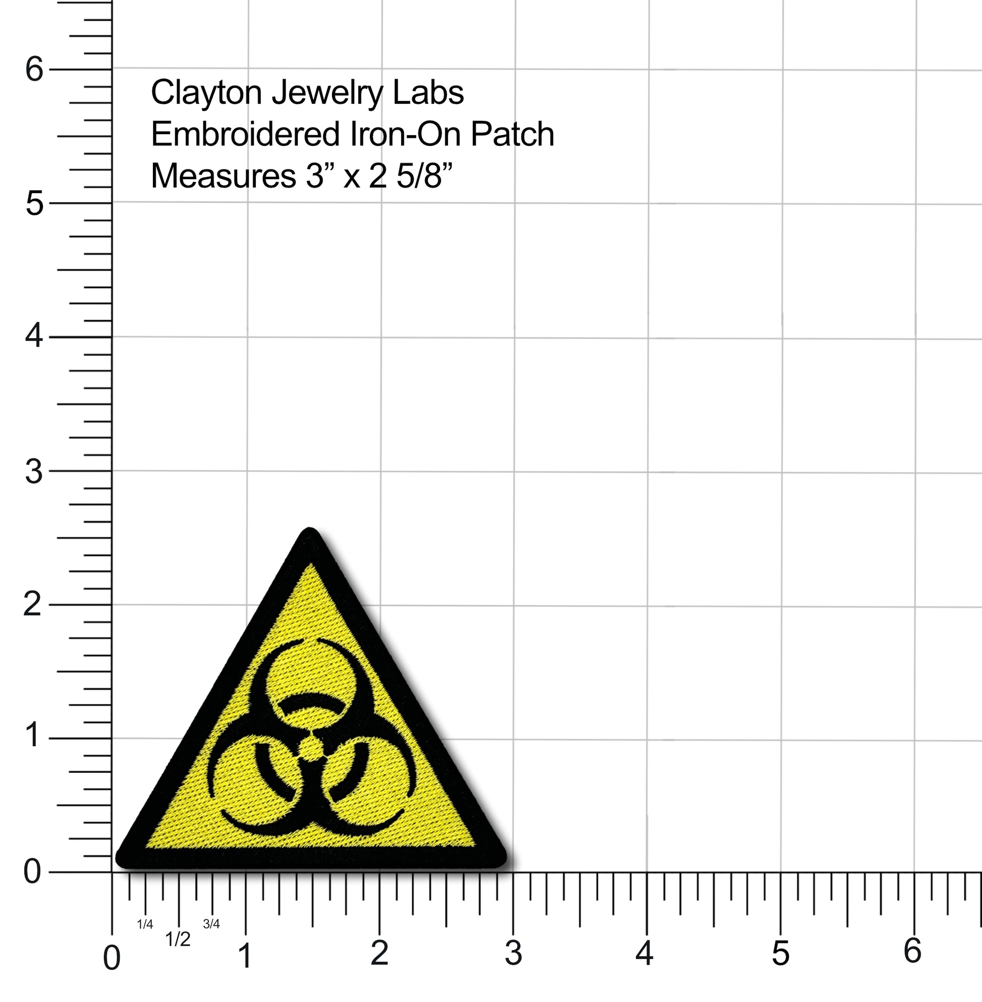Biohazard Safety Warning Embroidered Iron-on Patch | Clayton Jewelry Labs