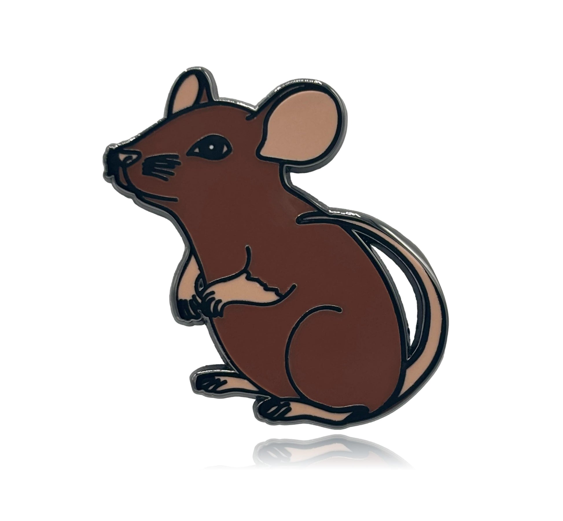 Brown mouse-shaped pin on a white background
