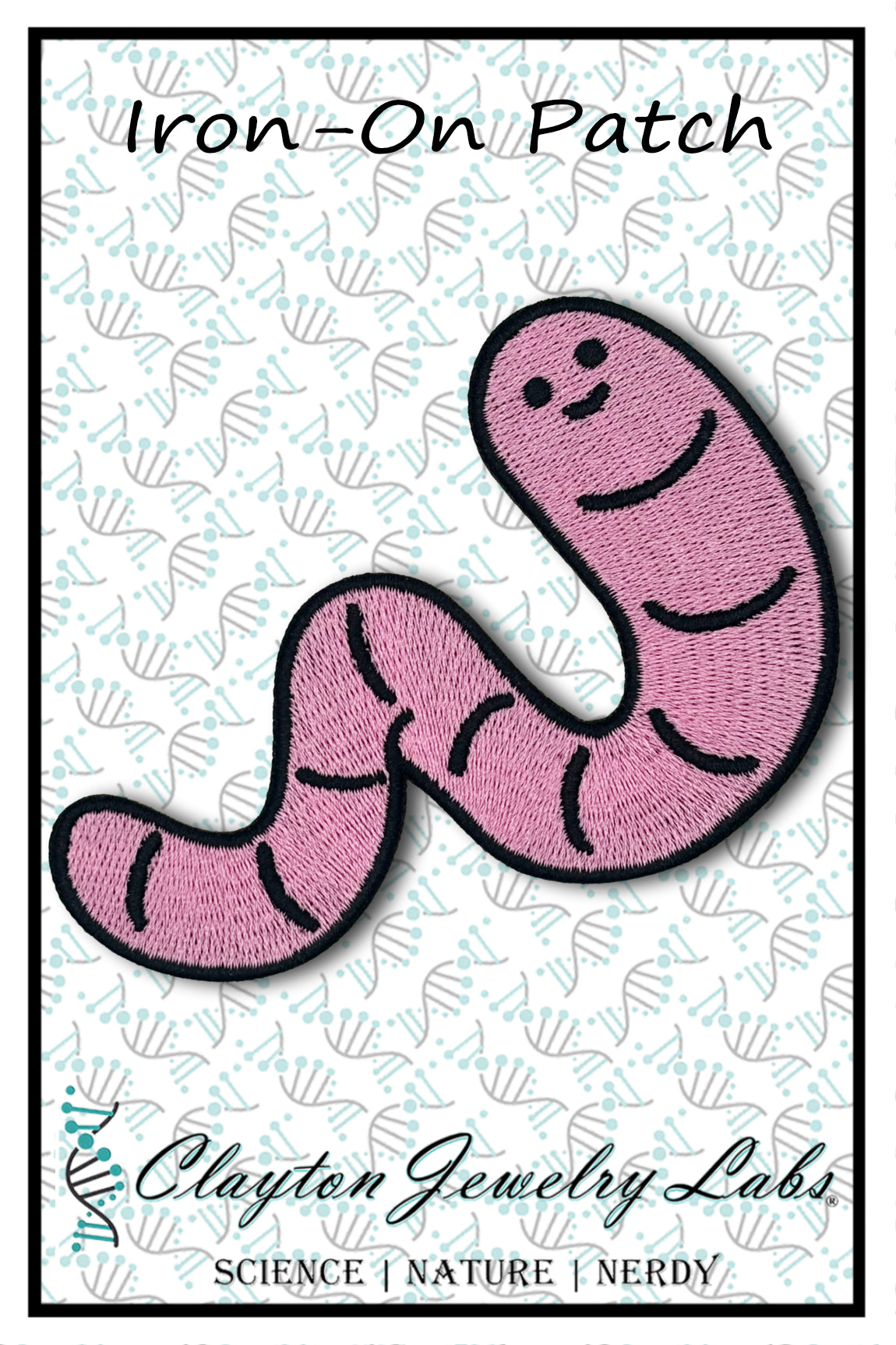 Cartoon Worm Embroidered Iron-on Patch | Clayton Jewelry Labs