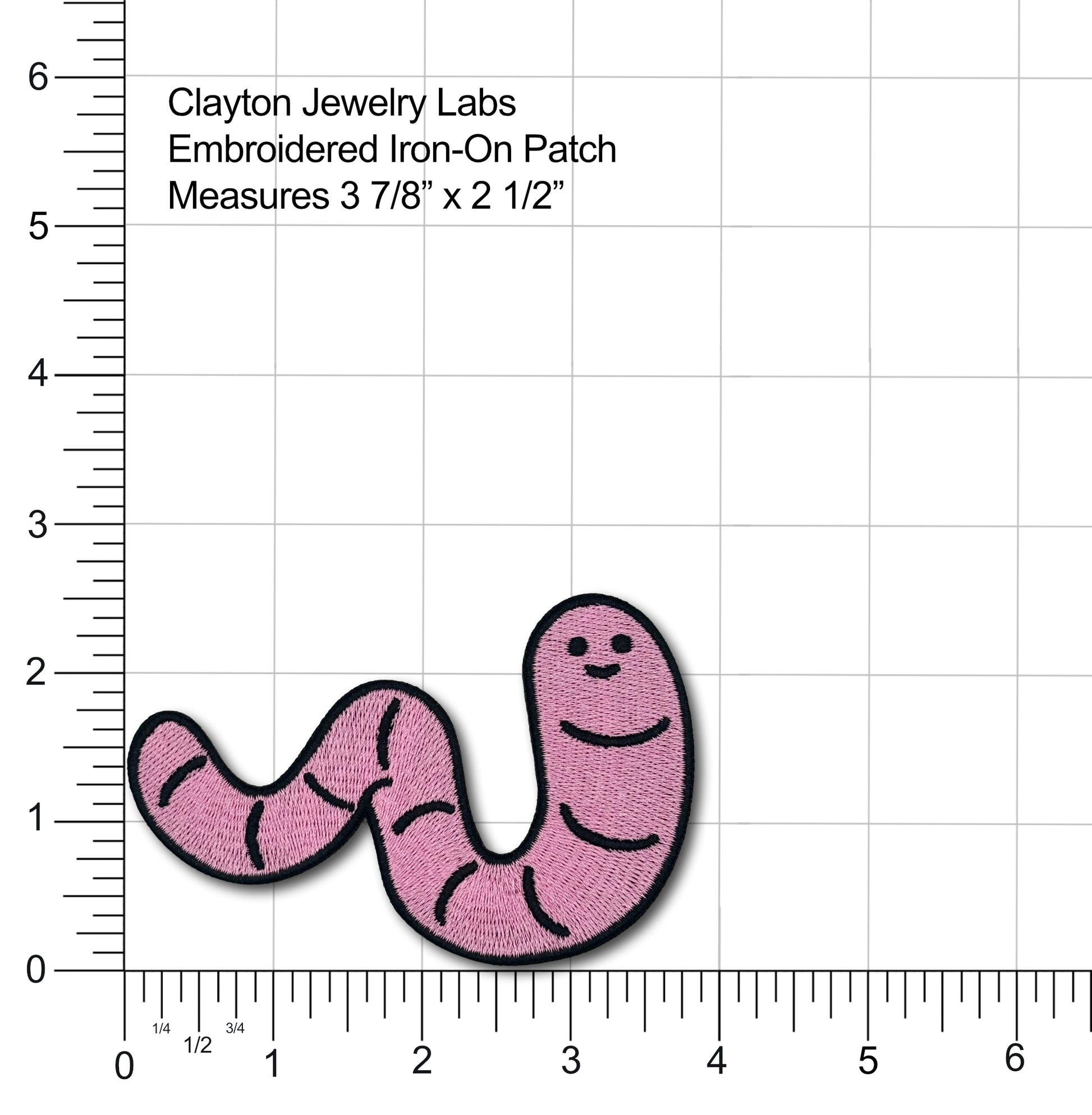 Cartoon Worm Embroidered Iron-on Patch | Clayton Jewelry Labs