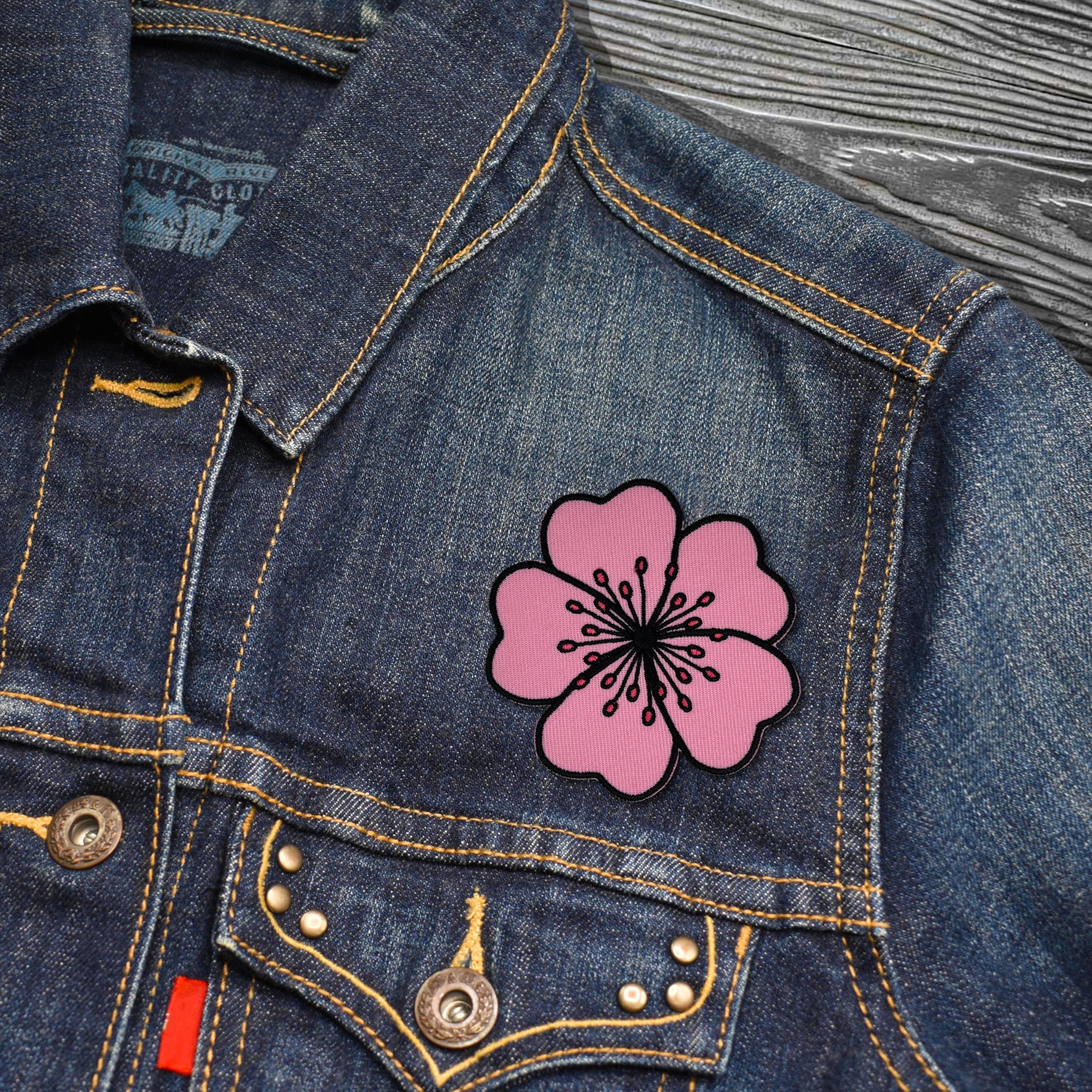 Cherry Blossom Embroidered Iron-on Patch