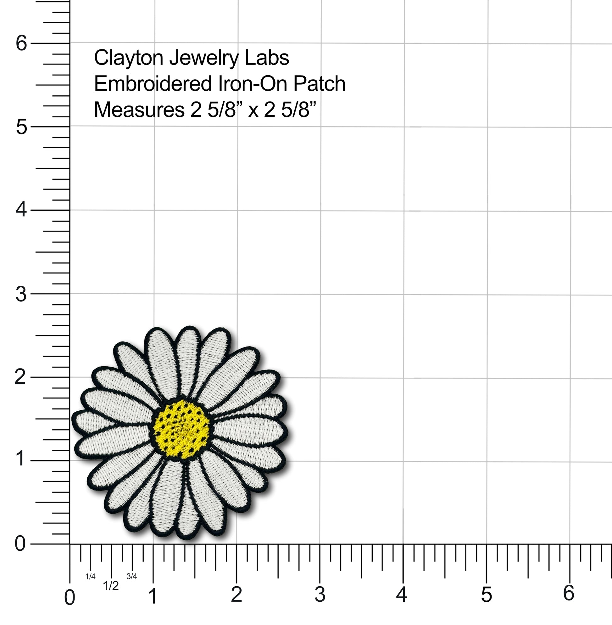 Daisy Flower Embroidered Iron-on Patch | Clayton Jewelry Labs
