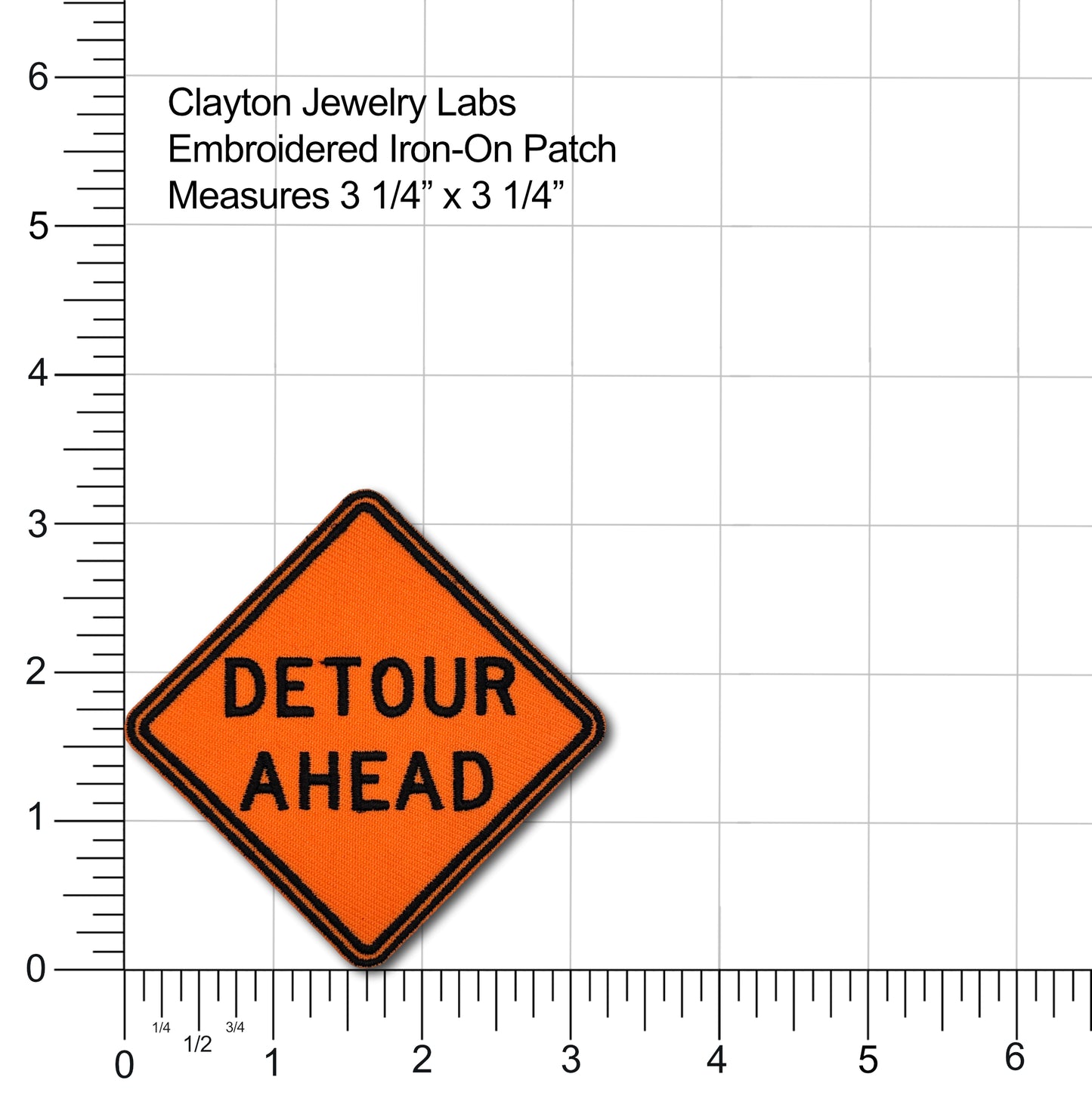Detour Ahead Sign Embroidered Iron-on Patch