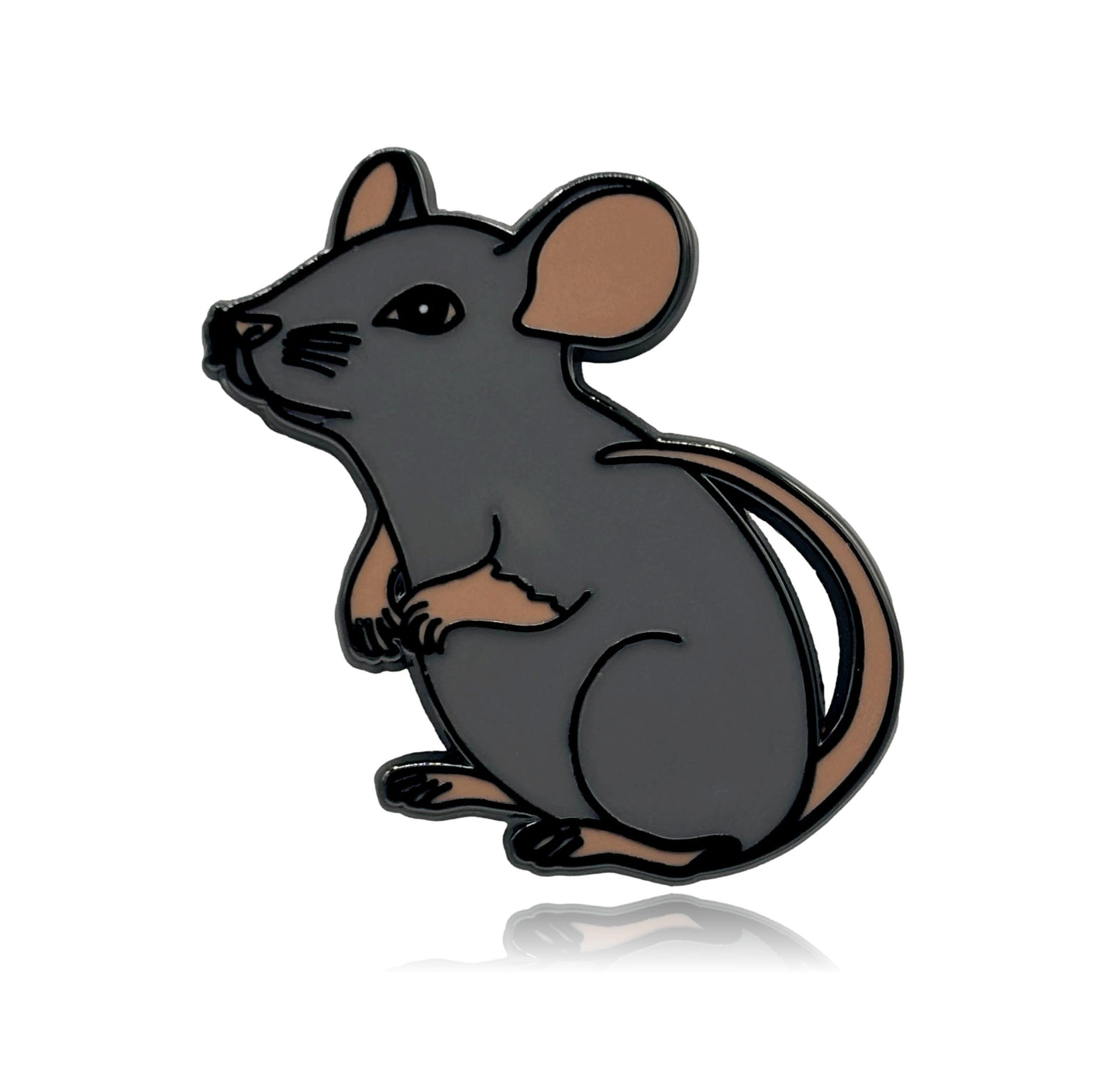 Illustration of a gray mouse with brown ears and tail on a white background