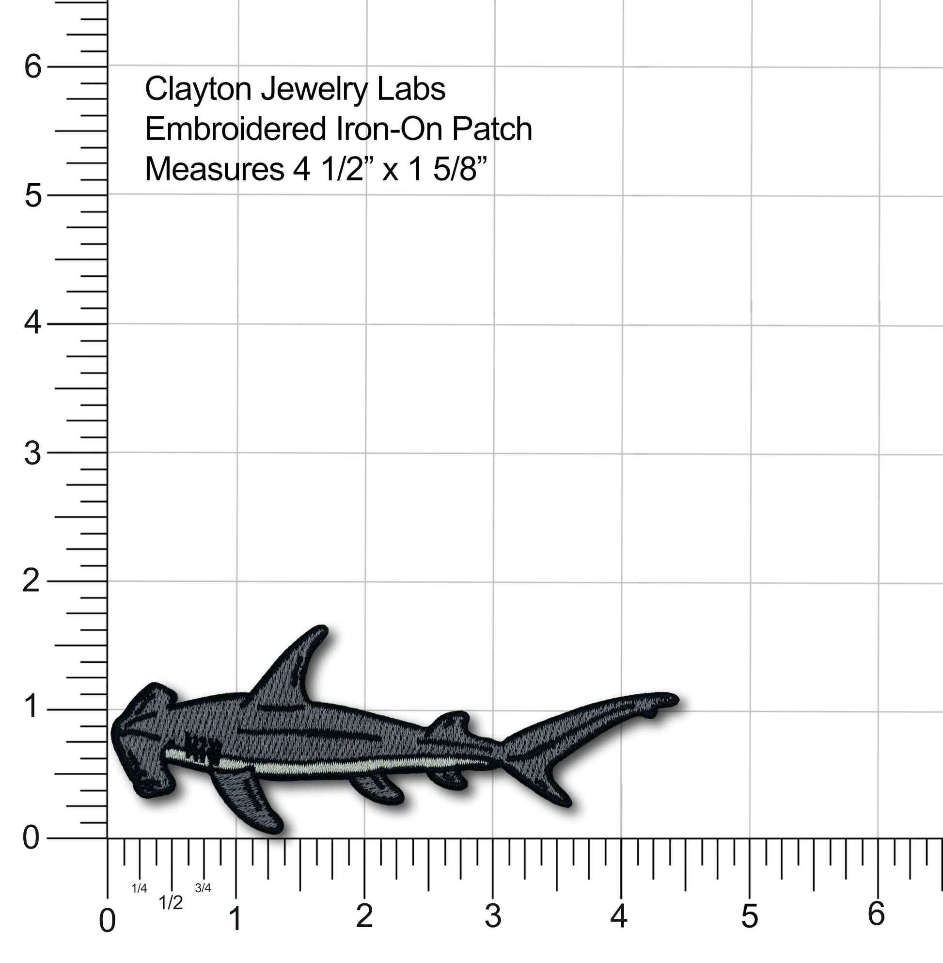 Hammerhead Shark Embroidered Iron-on Patch | Clayton Jewelry Labs