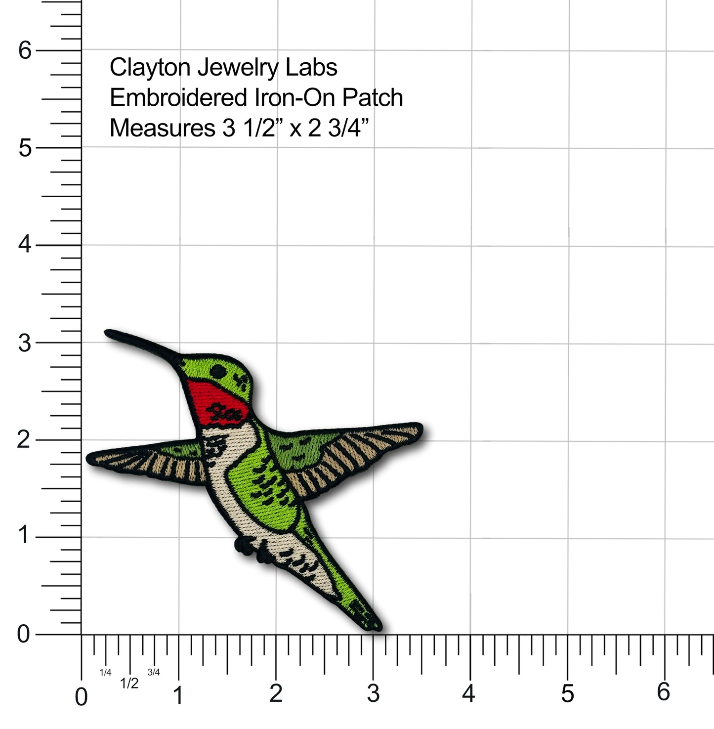 Hummingbird Embroidered Iron-on Patch | Clayton Jewelry Labs