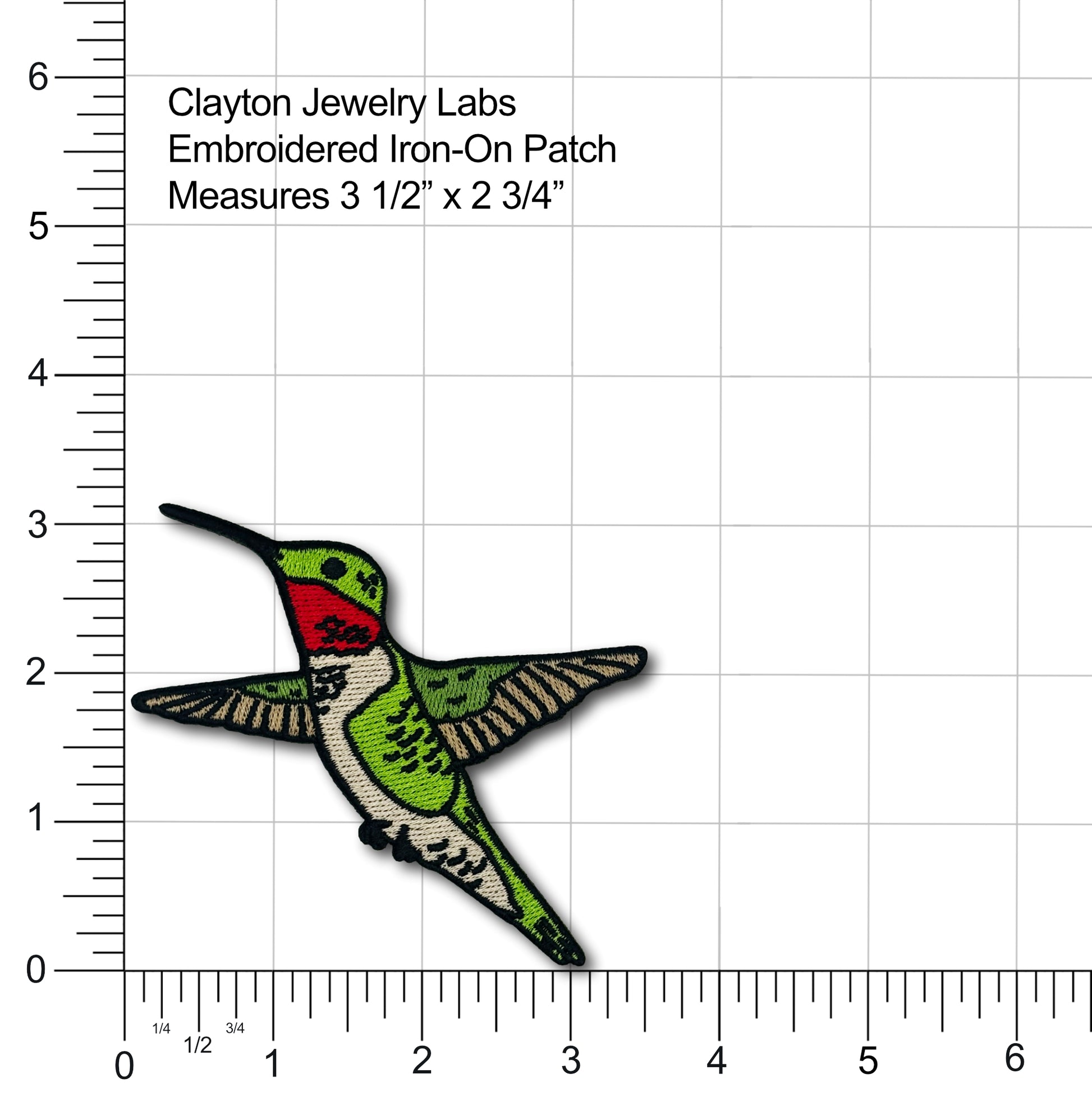 Hummingbird Embroidered Iron-on Patch | Clayton Jewelry Labs