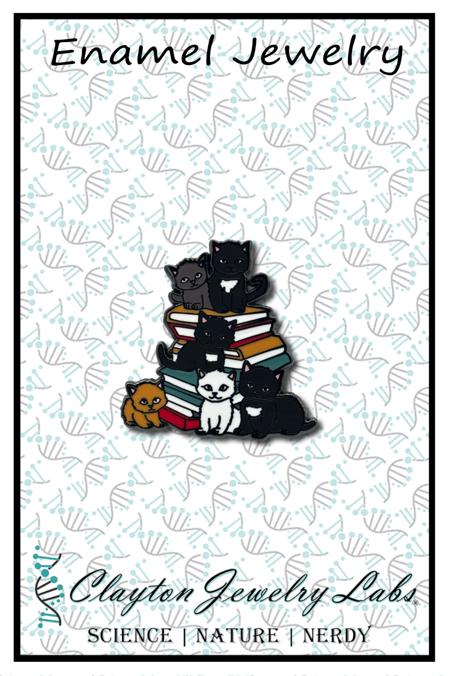 Kittens Sitting on Books Enamel Pin