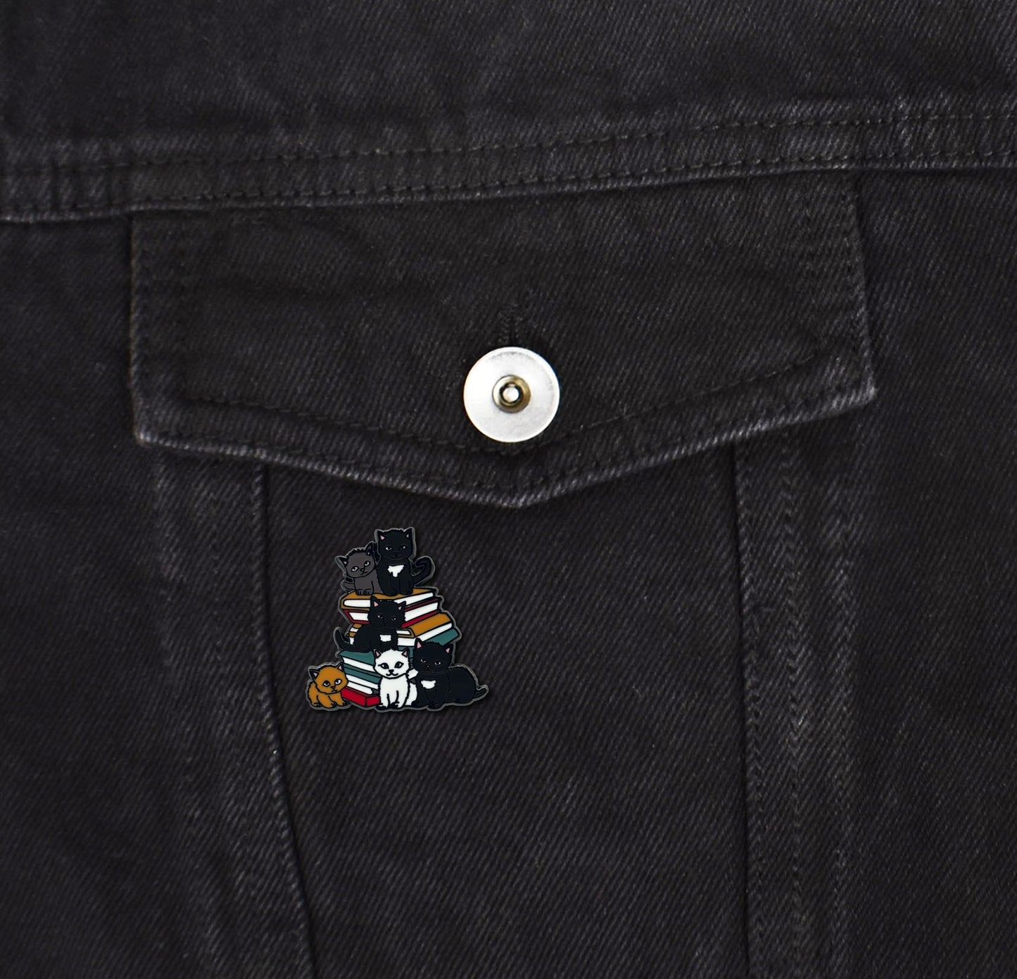 Kittens Sitting on Books Enamel Pin