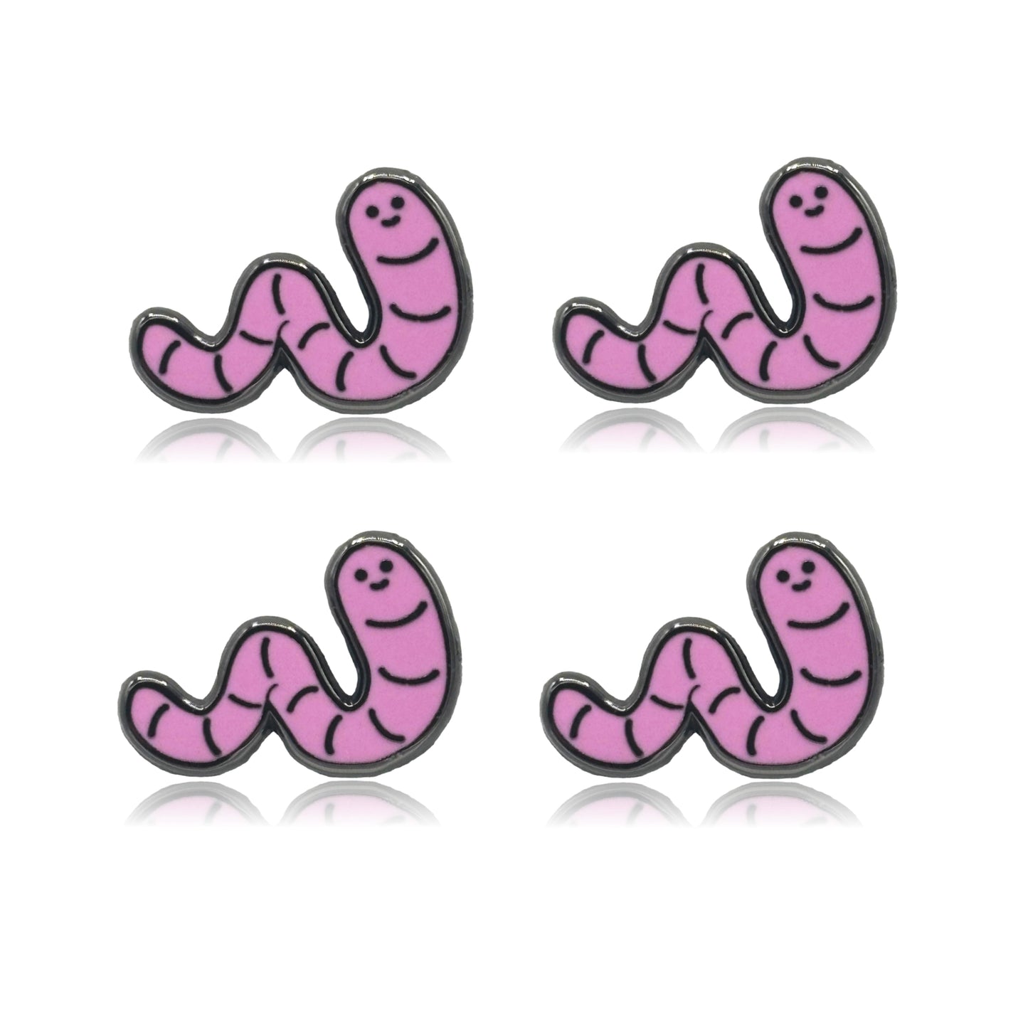 Mini Cartoon Worm Set of 4 Filler Enamel Pins